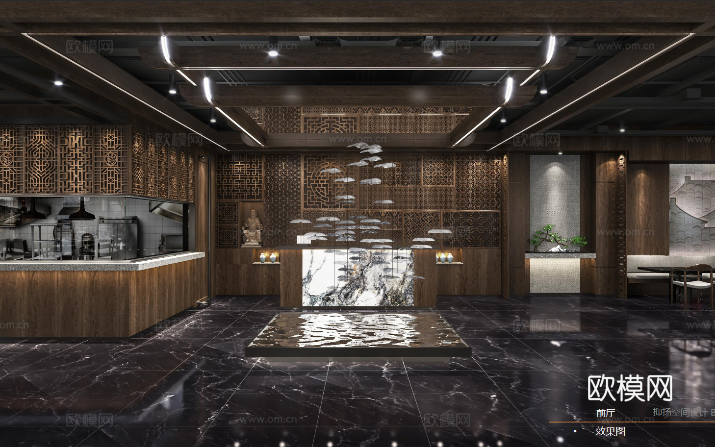 火锅店 串串店 最新全套施工图 效果图合集cad施工图