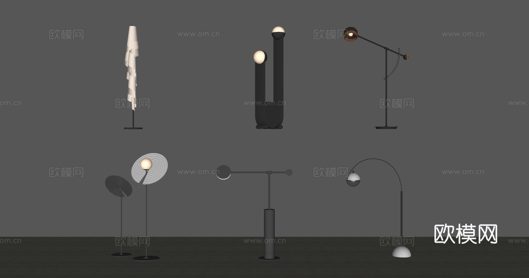现代简约设计师灯具 落地灯壁灯台灯 金属玻璃材质su模型
