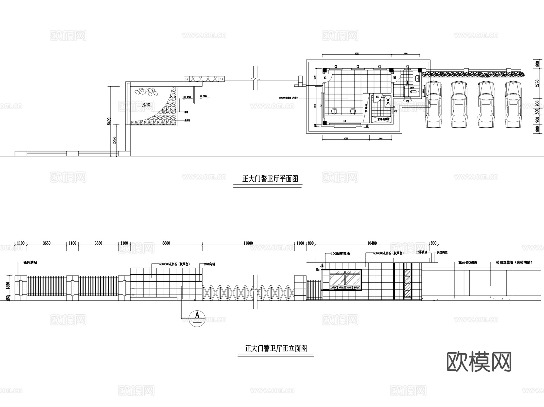入口大门及传达室门卫建筑CAD施工图集 175套cad施工图cad施工图
