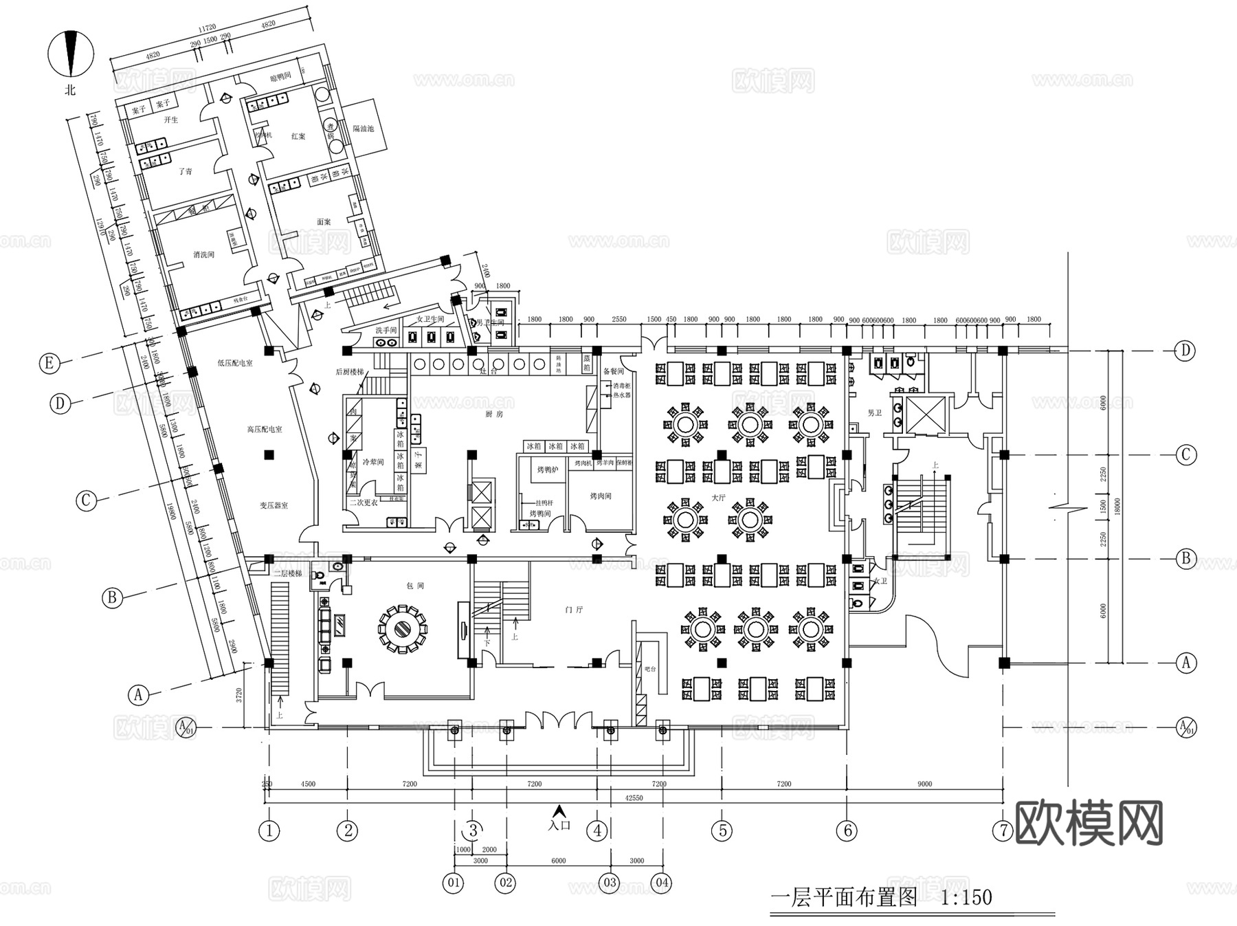 烤肉店烧烤店烧肉店室内装饰CAD施工图集 10套cad施工图
