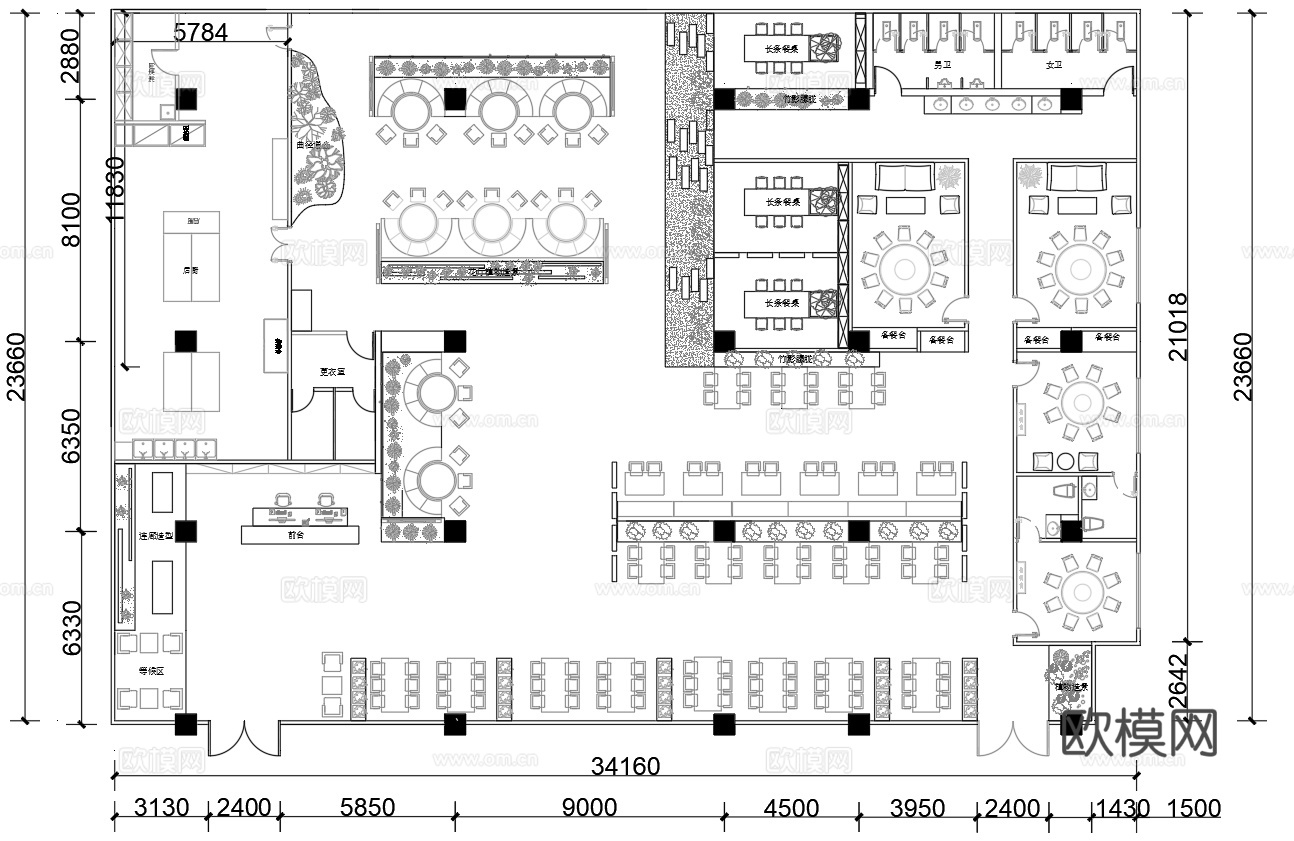 火锅店 串串店 最新平面施工图合集cad施工图