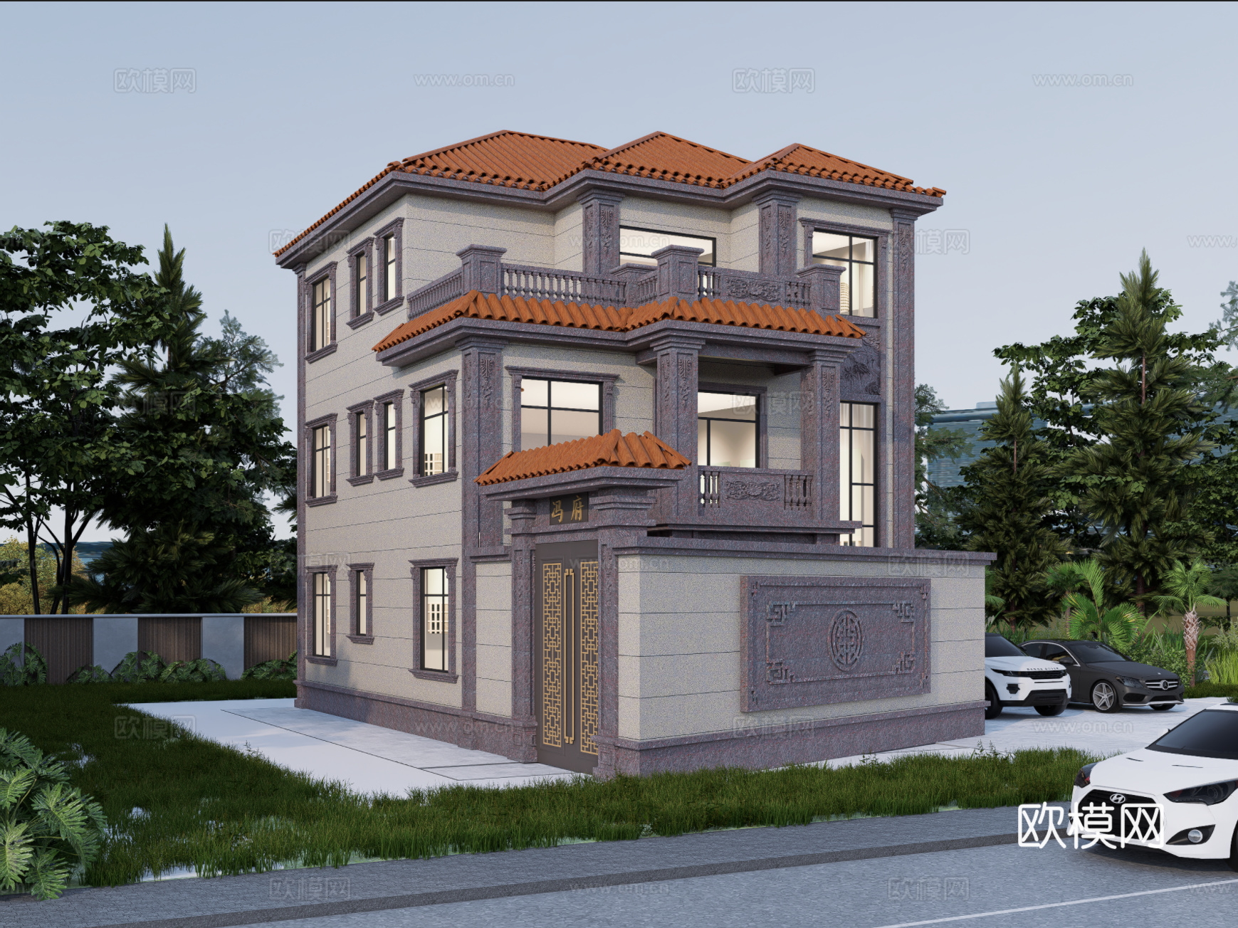 欧式别墅cad施工图su模型效果图cad施工图