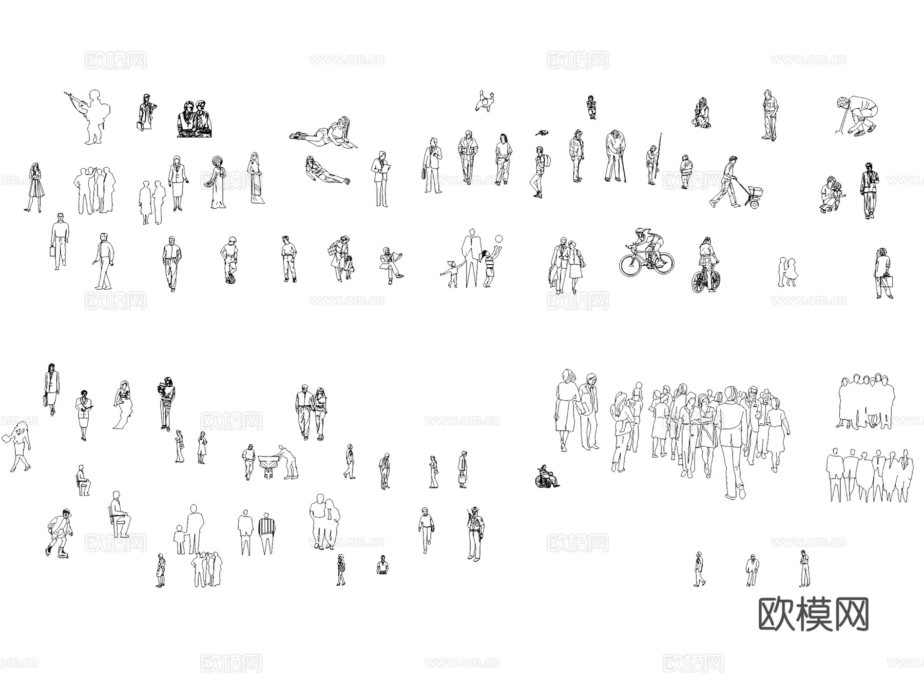 人物平立面图块图例图库CAD施工图集 23套cad施工图