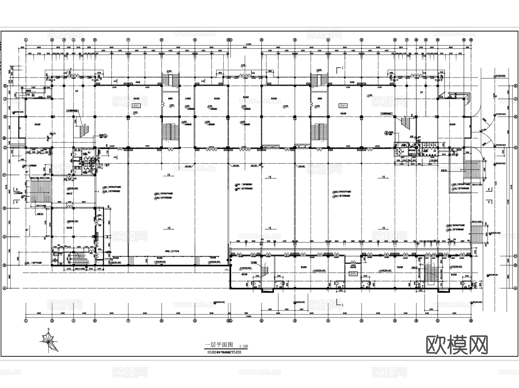 商业街步行街建筑平立剖面CAD施工图集 20套cad施工图