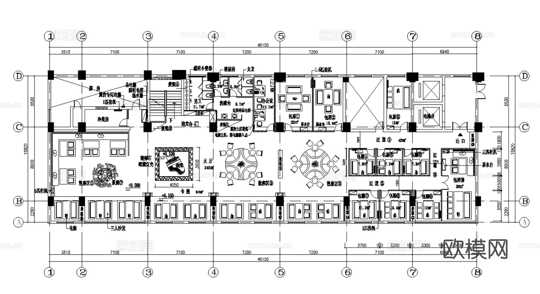 22套咖啡餐厅西餐厅茶餐厅室内装饰CAD施工图cad施工图