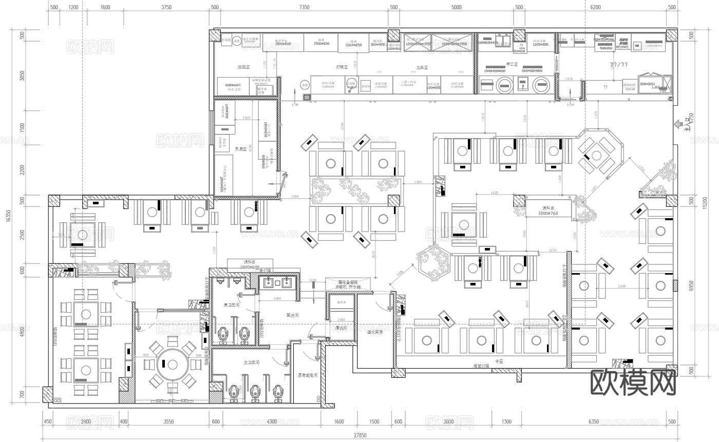 火锅店 串串店 最新平面施工图合集cad施工图
