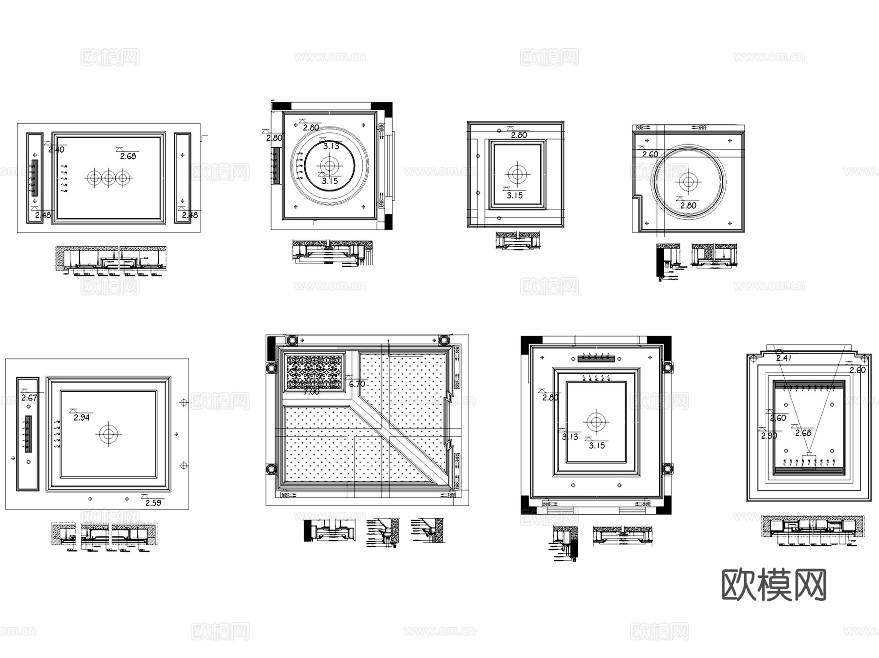 室内天花吊顶顶棚节点大样详图CAD施工图集 22套cad施工图