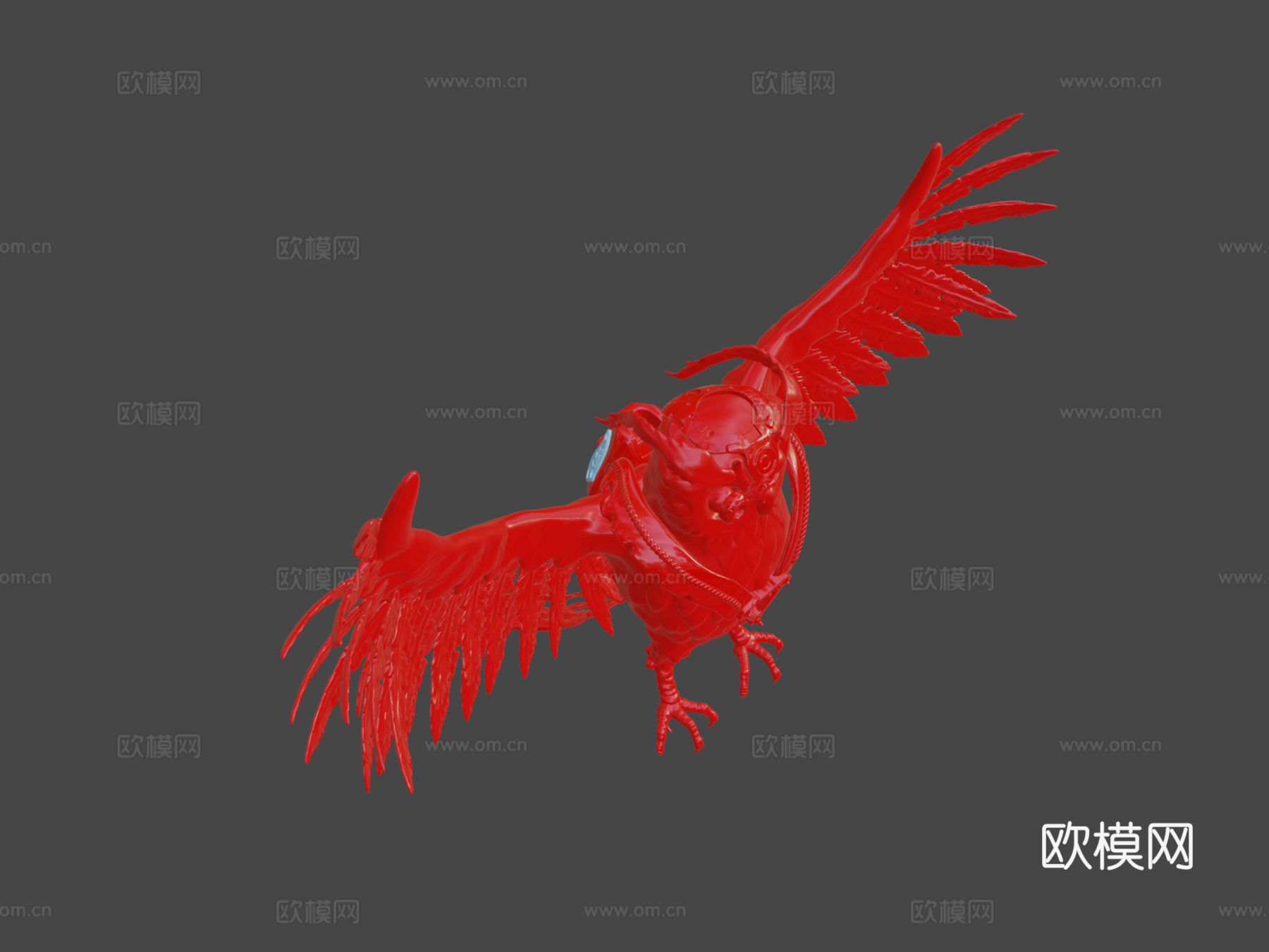 猫头鹰红色编辑版3d模型下载（渲染图7）