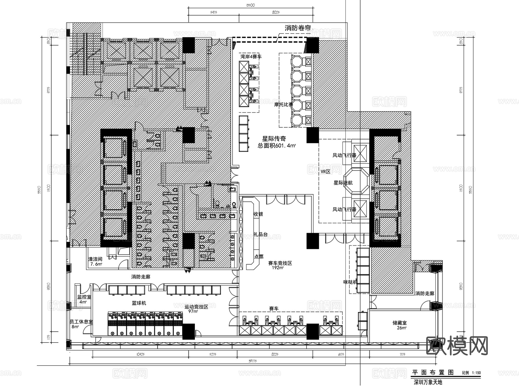 深圳万象天地星际传奇电玩城室内装饰CAD施工图整套cad施工图
