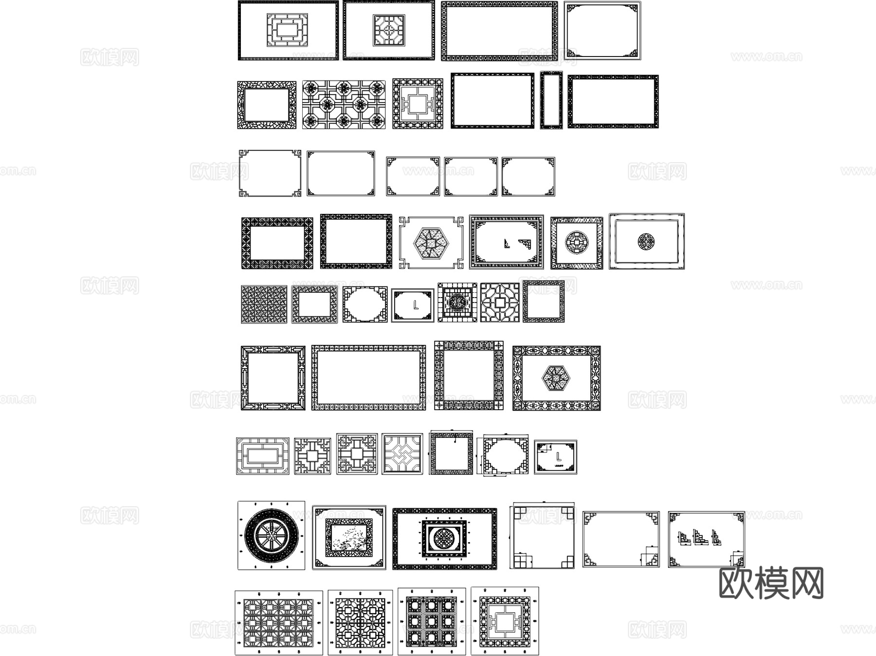 中式古典明清家具门窗雕花装饰画CAD图块图库集cad施工图