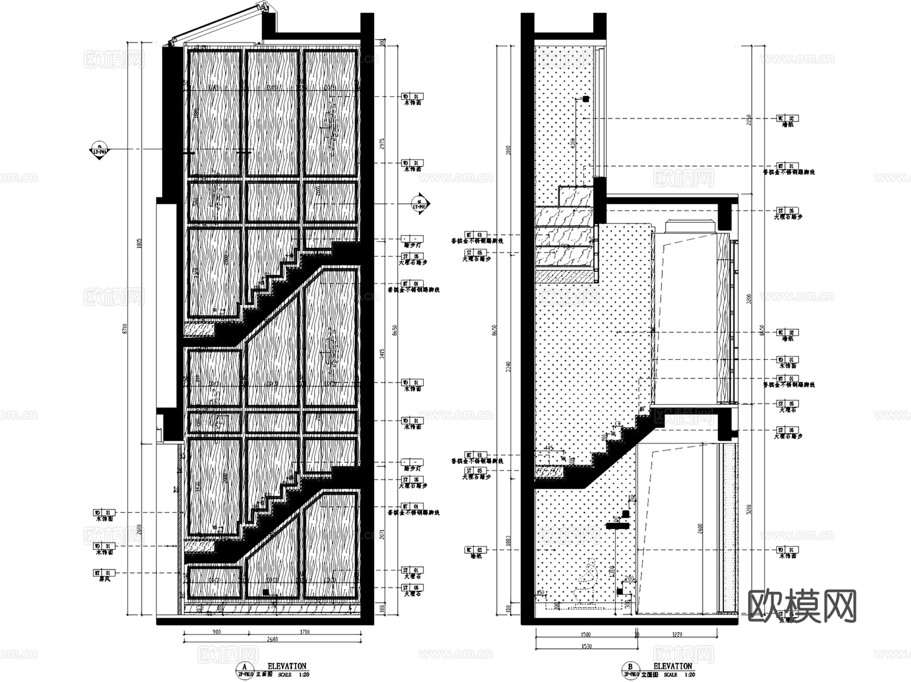 住宅楼电梯楼梯间核心筒爬梯节点CAD施工图集 40套cad施工图