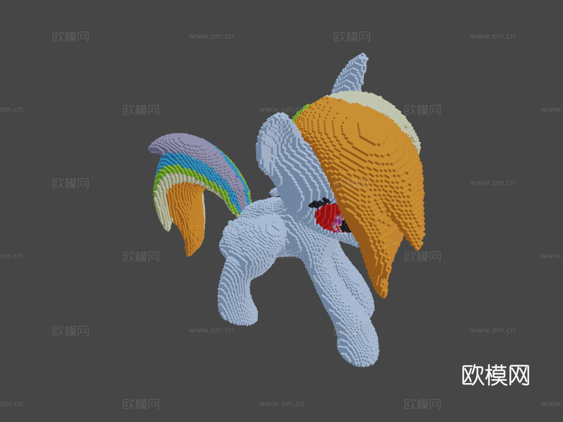 我的世界彩虹小马建造示意图3d模型下载（渲染图7）