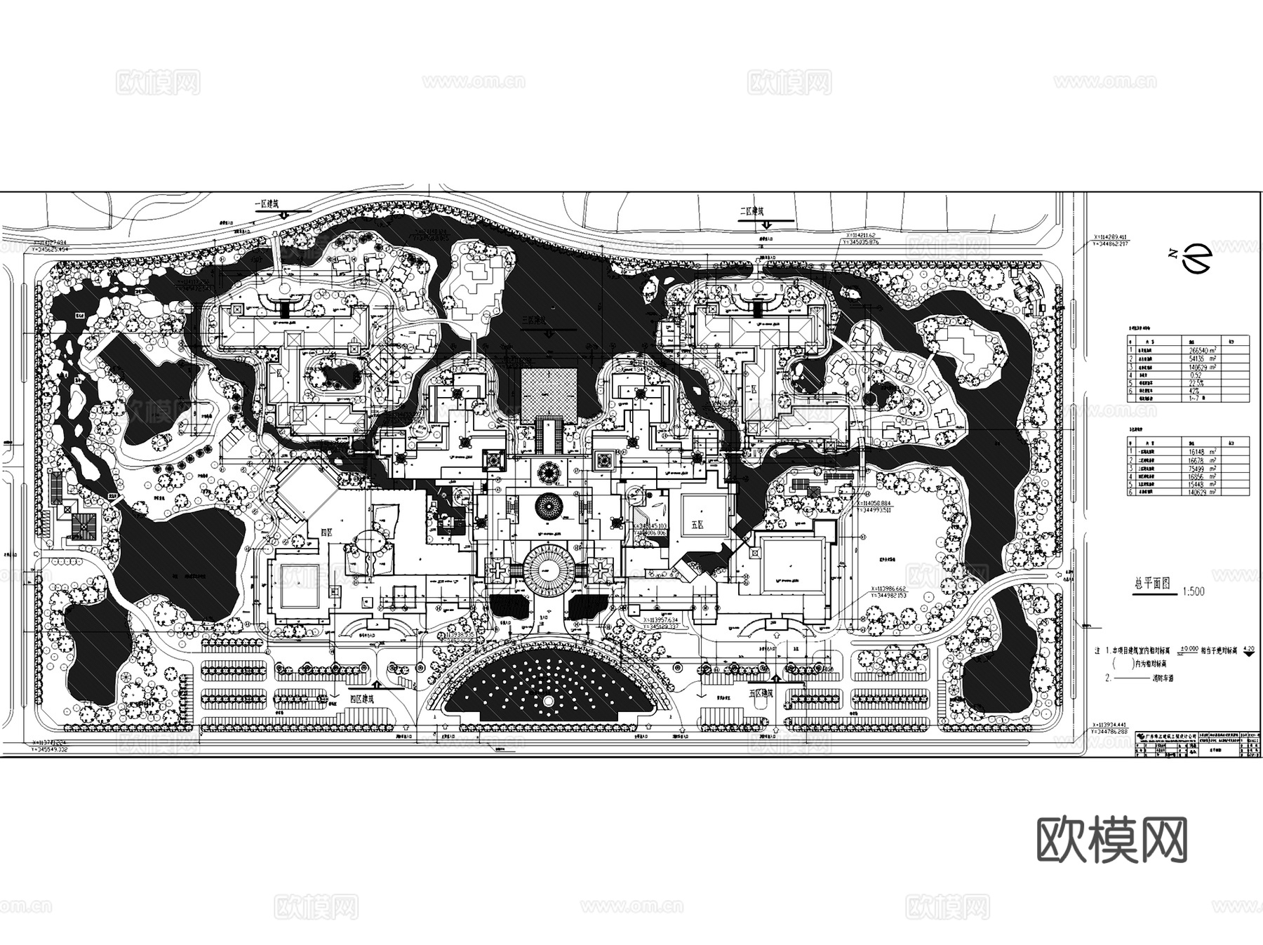水上乐园游乐场滨水休闲景观平面CAD施工图集 9套cad施工图