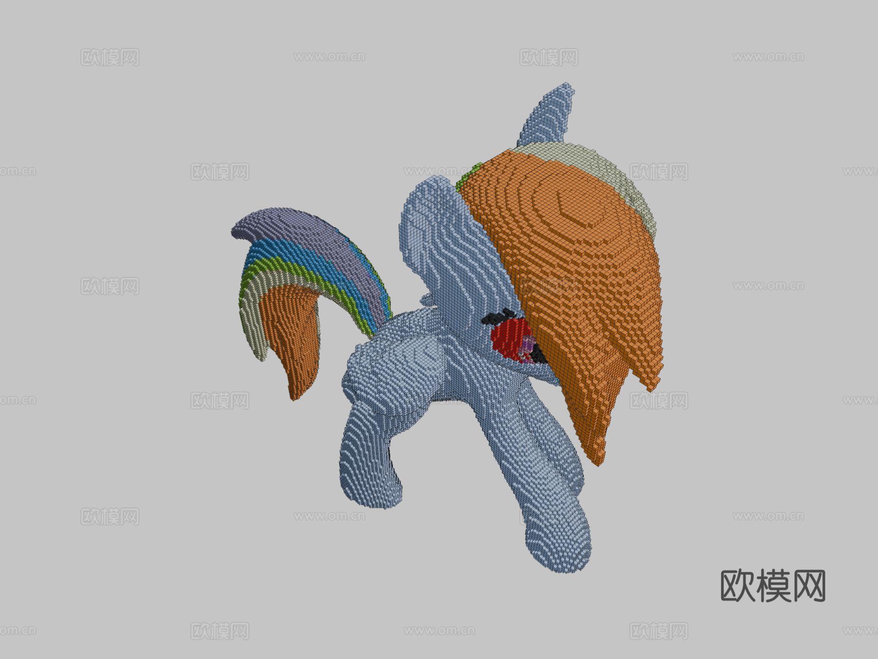 我的世界彩虹小马建造示意图3d模型下载（渲染图2）