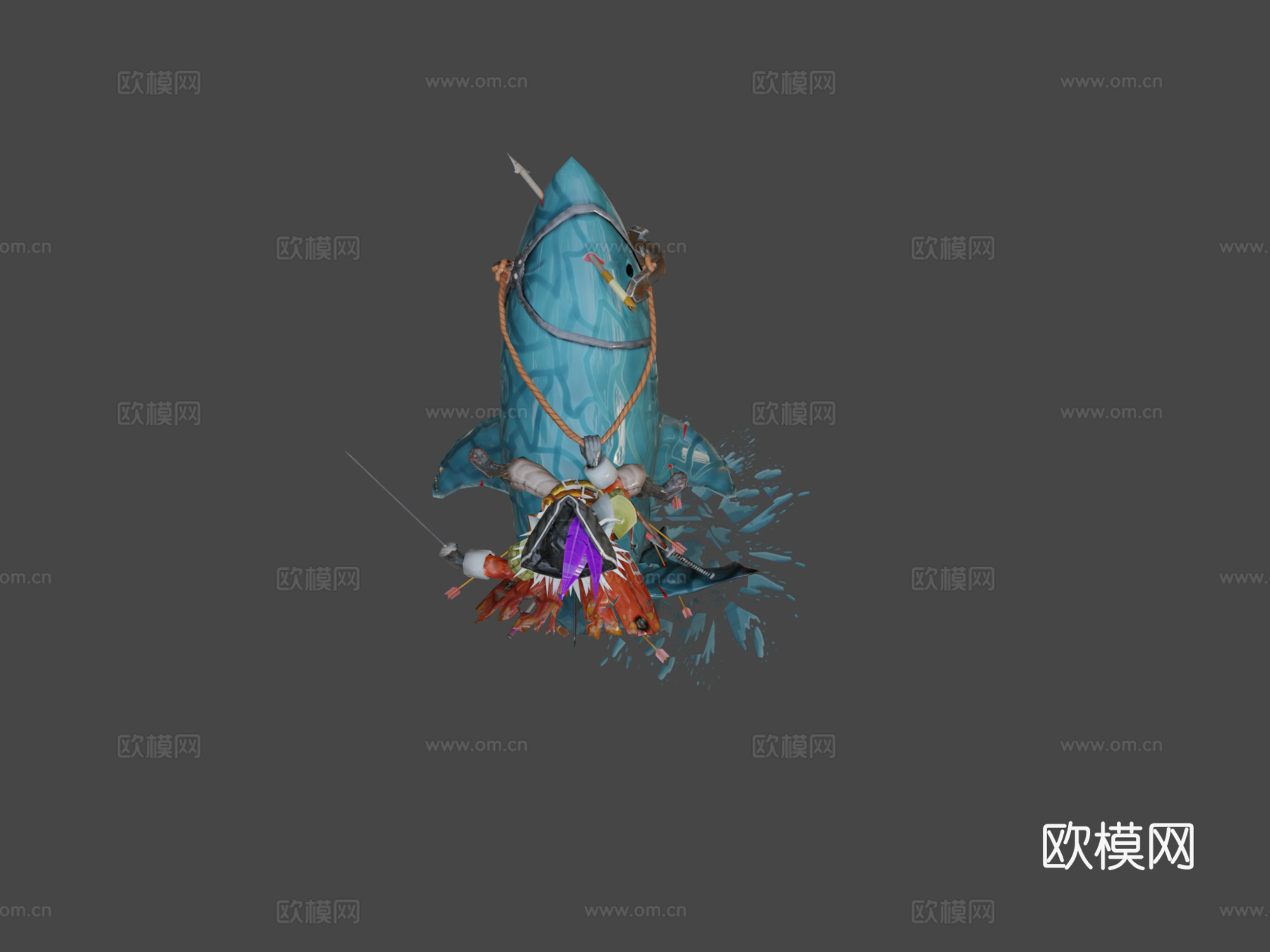 一个骑着鲨鱼的不死海盗3d模型下载（渲染图7）