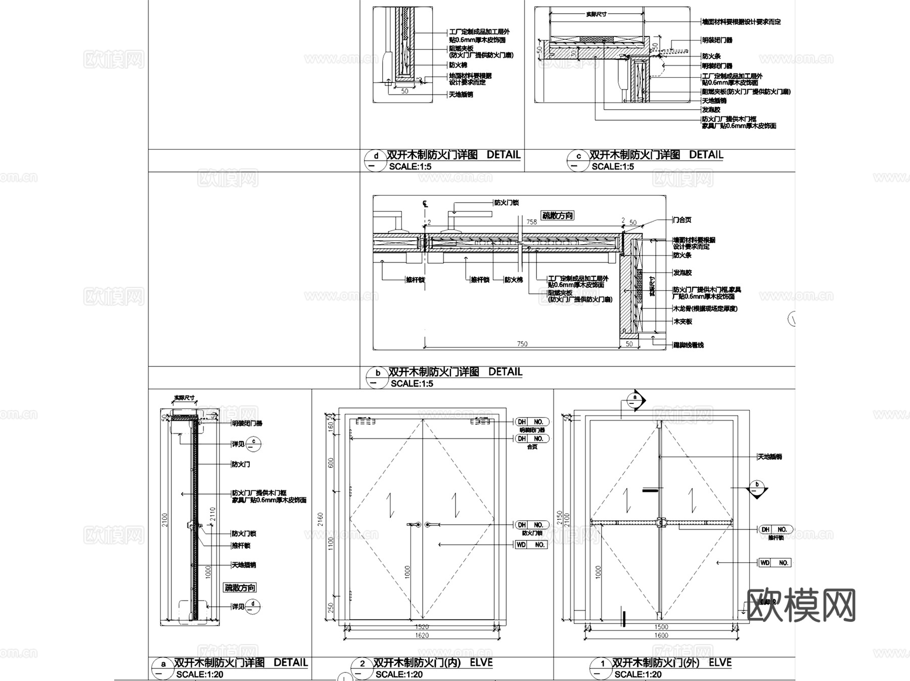 室内玻璃门平开门防火门推拉门折叠门等节点CAD施工图集14套cad施工图