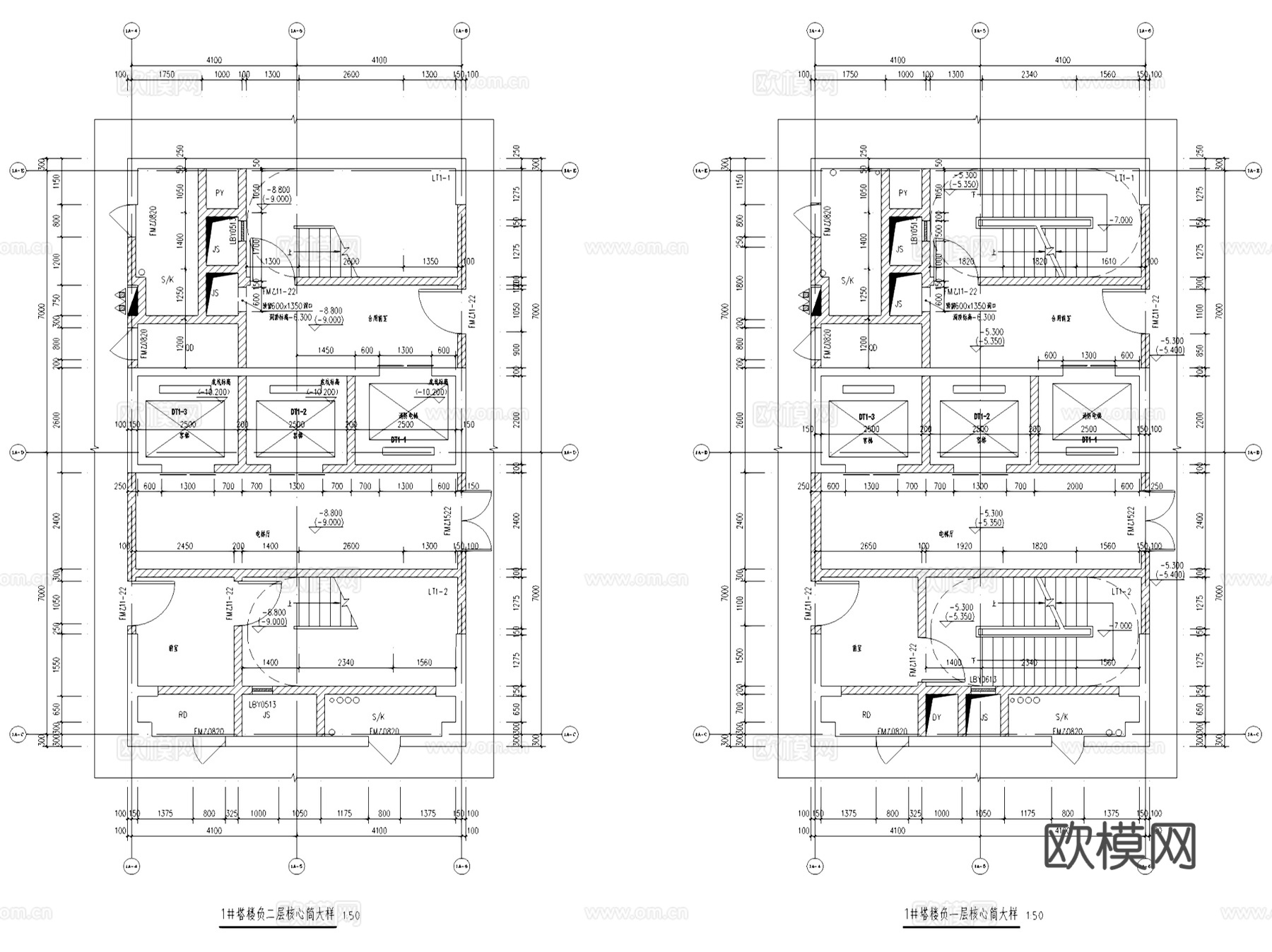 住宅楼电梯楼梯间核心筒爬梯节点CAD施工图集 40套cad施工图