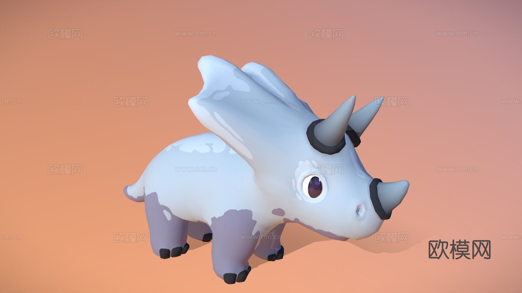 奔跑的幼年三角龙3d模型下载（渲染图1）