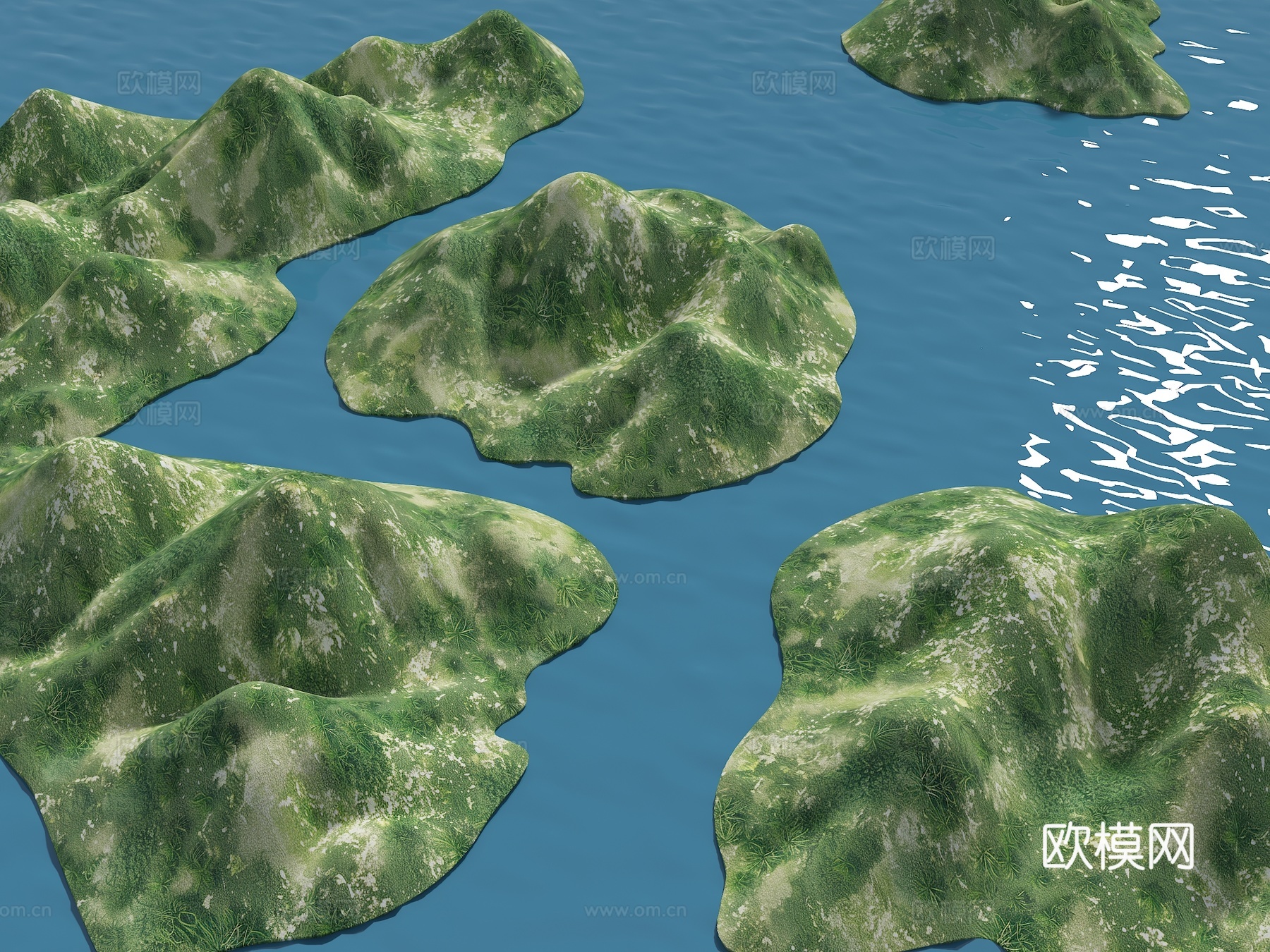 海岛 小岛 群山山脉 山体 山地 公园景观 地形 山地公园su模型
