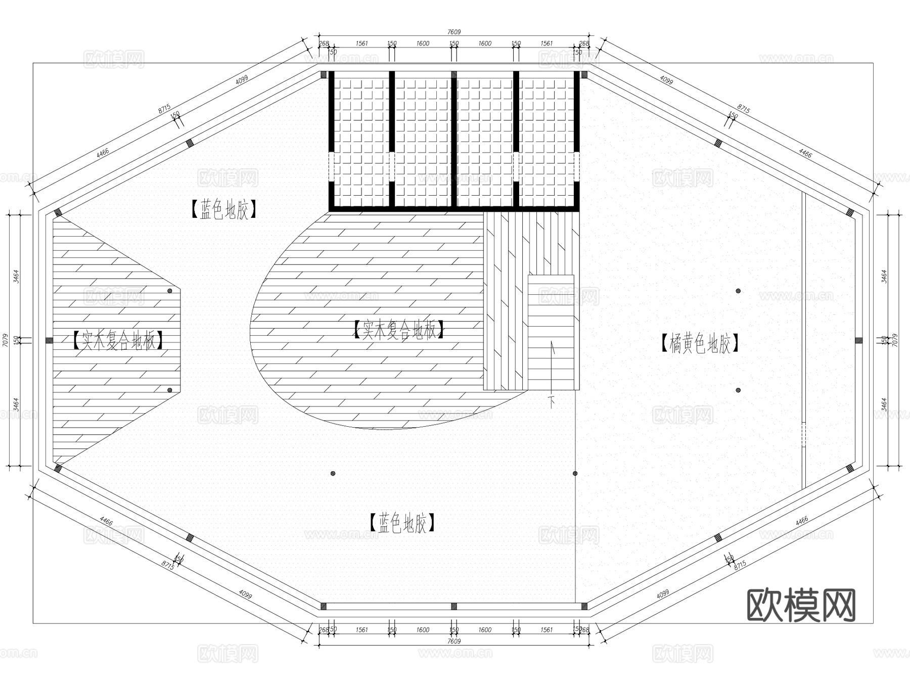 承德宾馆顶层健身房室内平面CAD+SUcad施工图