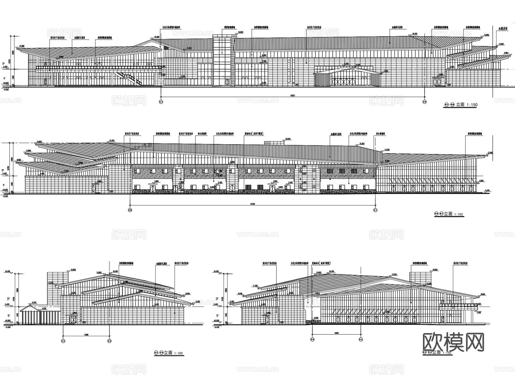 游客接待中心集散服务中心建筑CAD施工图集 15套cad施工图cad施工图