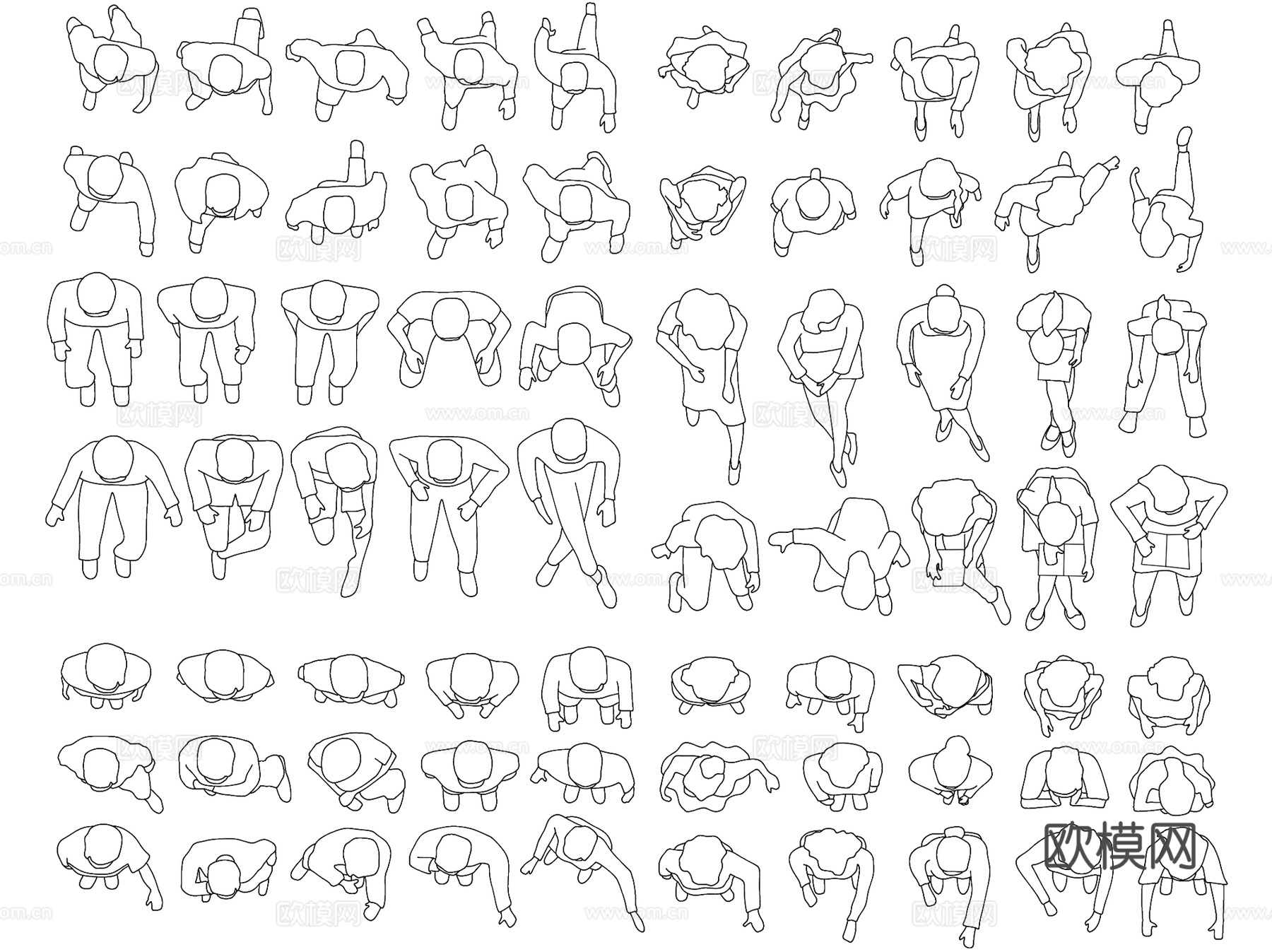 人物顶视平立面CAD图块图库施工图集cad施工图