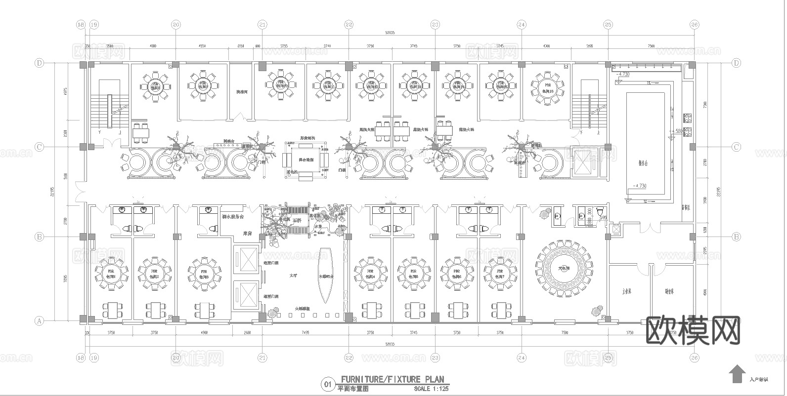 火锅店 串串店 最新平面施工图合集cad施工图