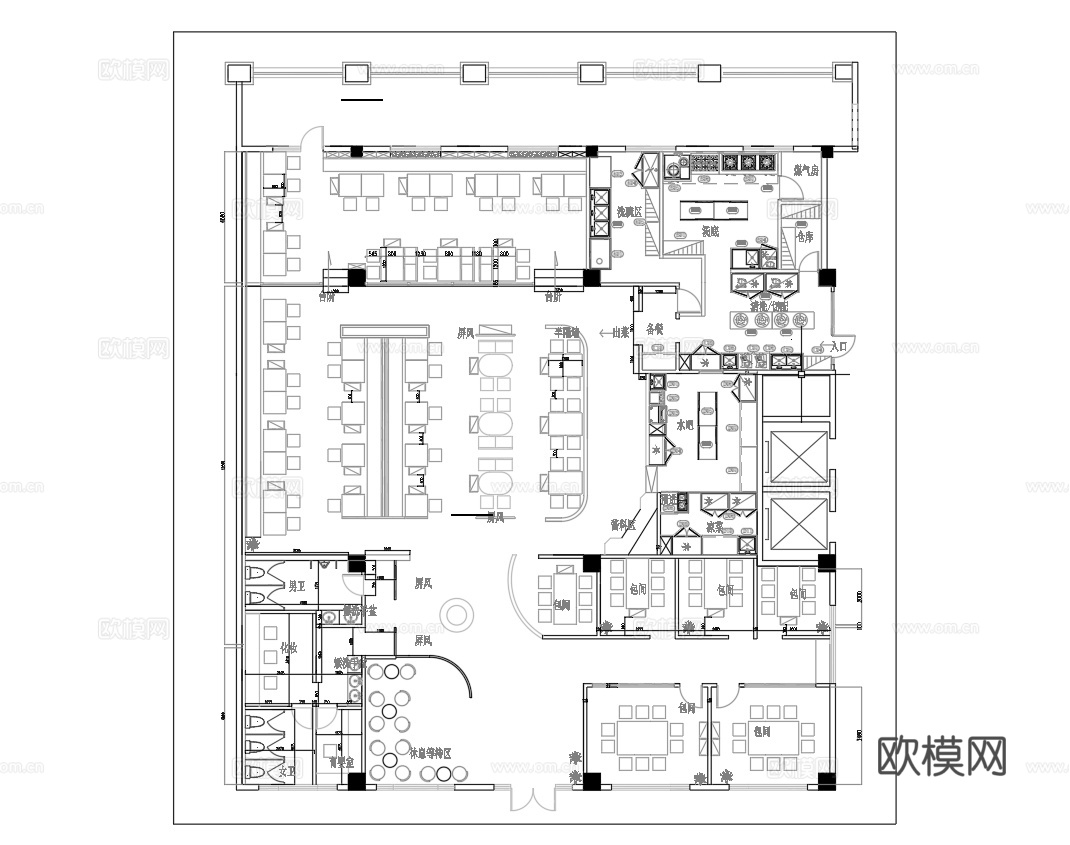 火锅店 串串店 最新平面施工图合集cad施工图