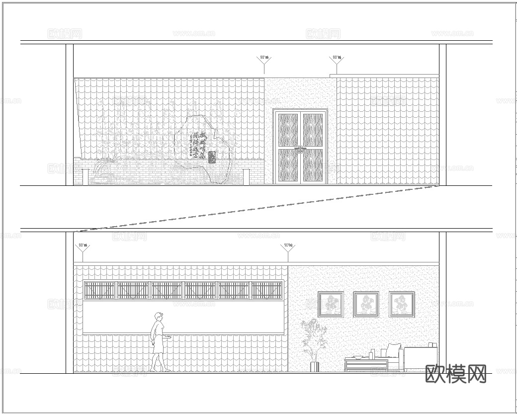 火锅店 串串店 最新全套施工图 效果图合集cad施工图