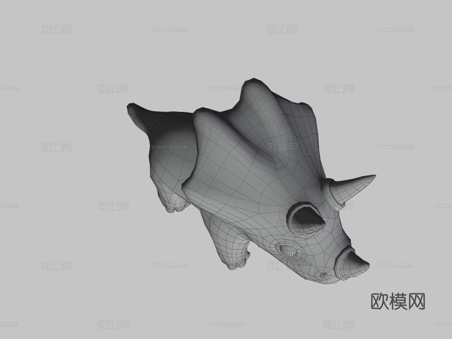 奔跑的幼年三角龙3d模型下载（渲染图3）
