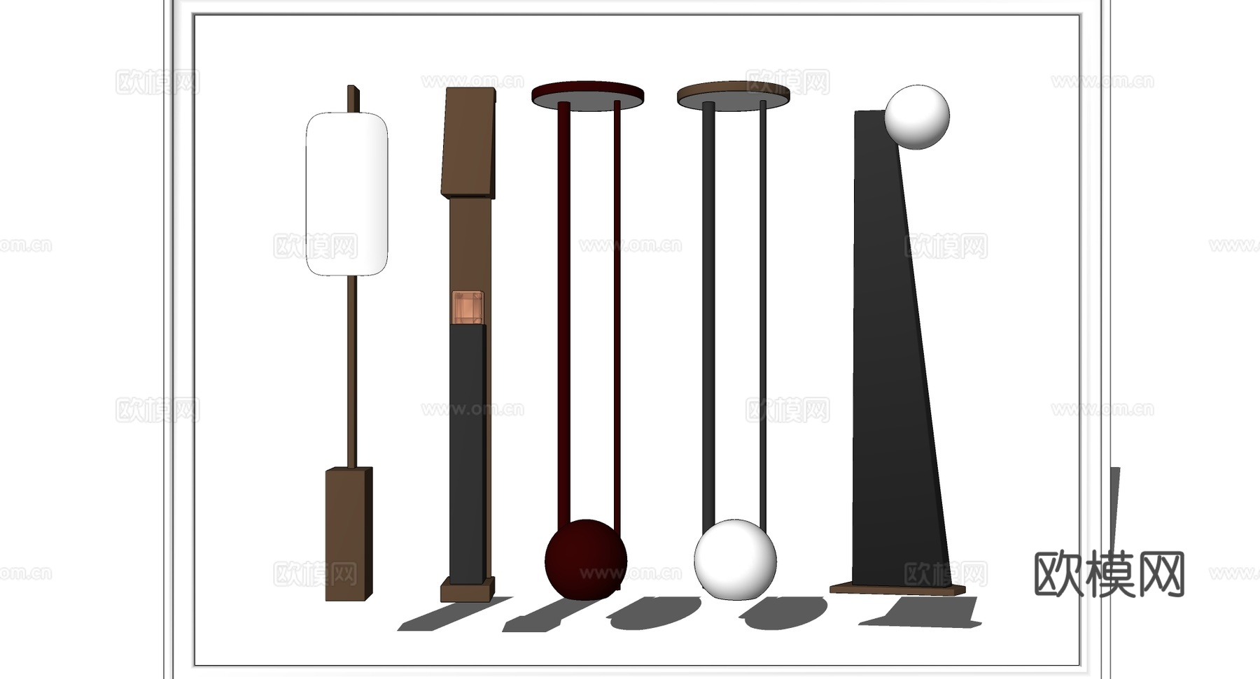 设计师款现代灯具  几何造型金属烤漆落地灯 撞色设计su模型