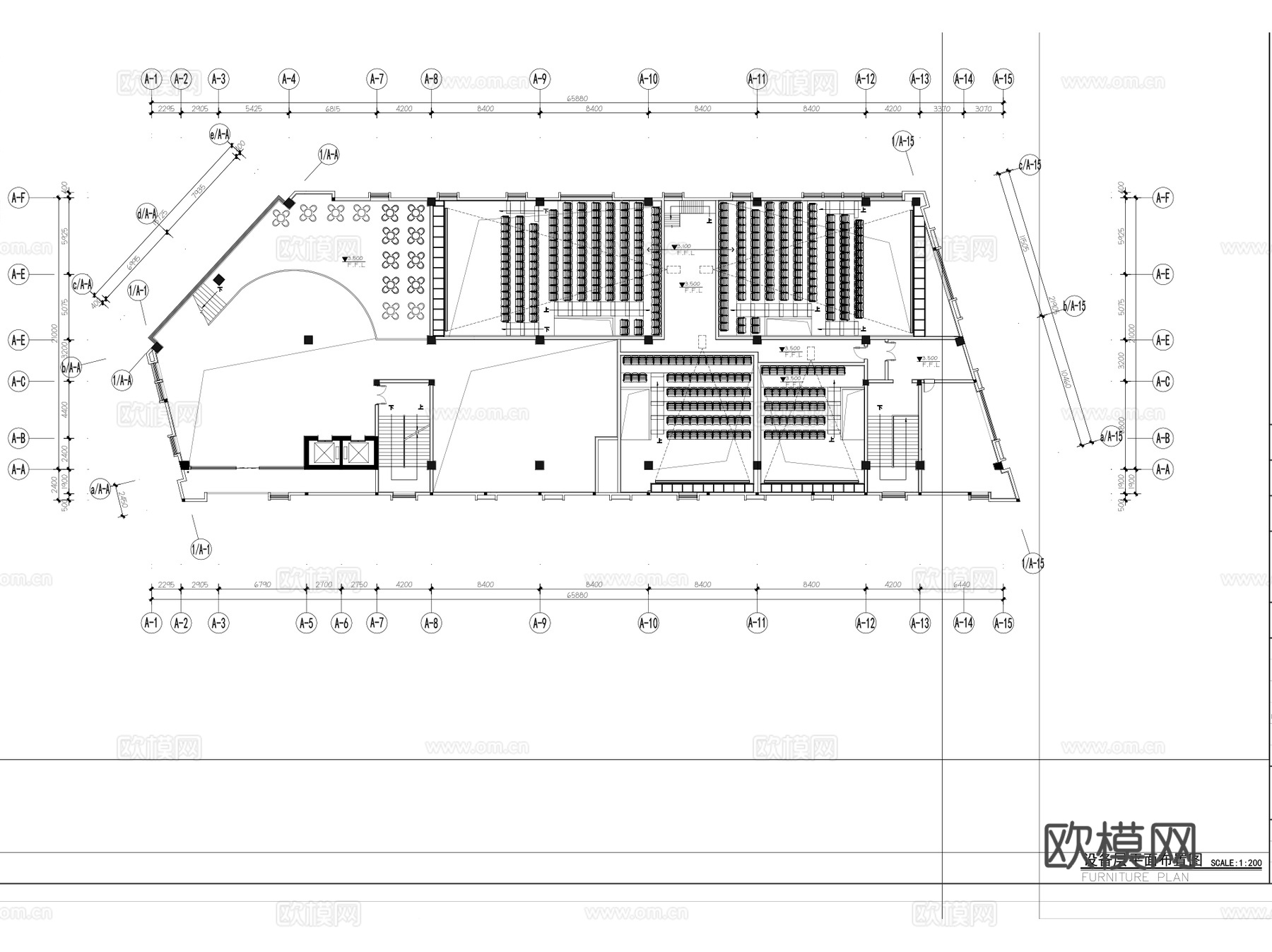 韶关电影院影厅室内装饰平面CAD施工图集cad施工图