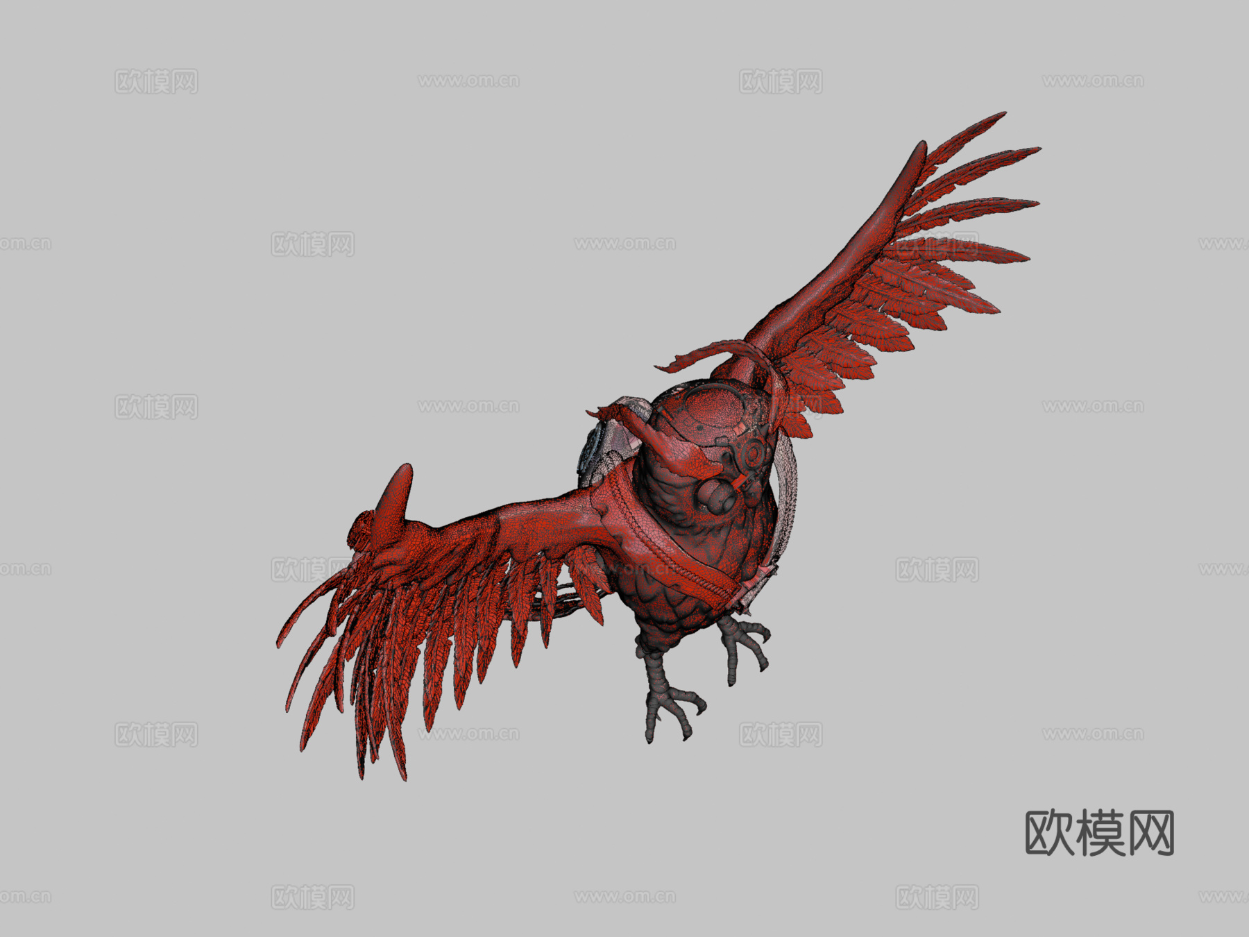 猫头鹰红色编辑版3d模型下载（渲染图2）