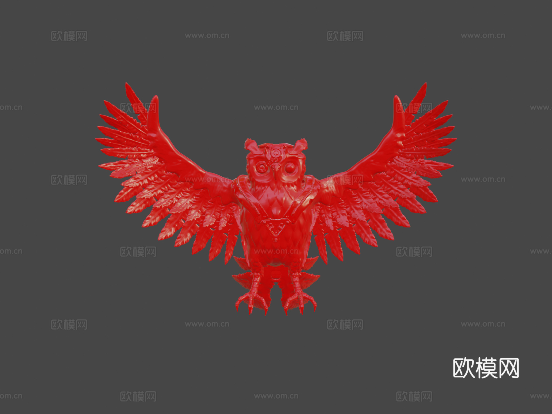 猫头鹰红色编辑版3d模型下载（渲染图8）