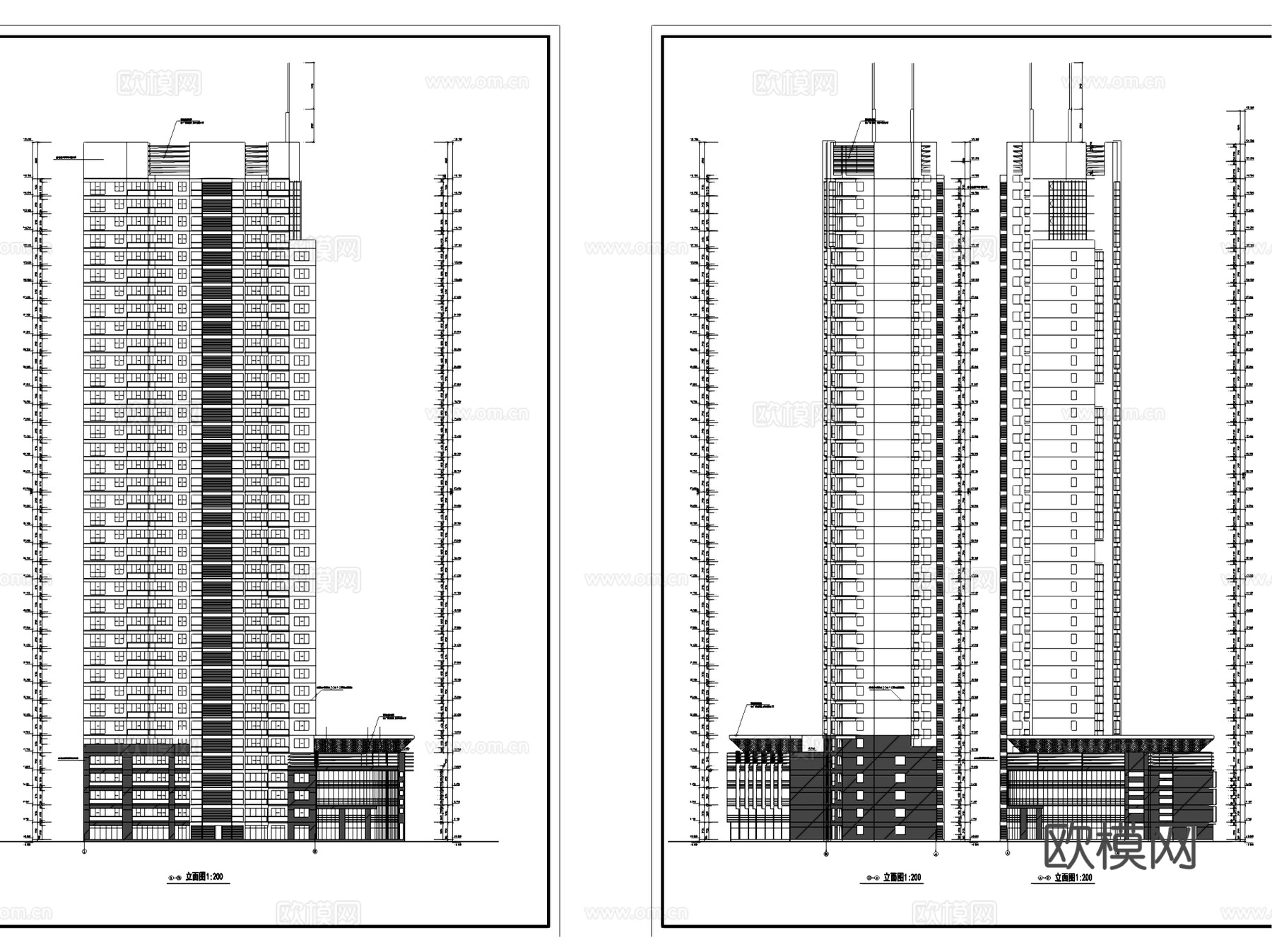 居住区各类住宅楼建筑CAD施工图集 250套cad施工图