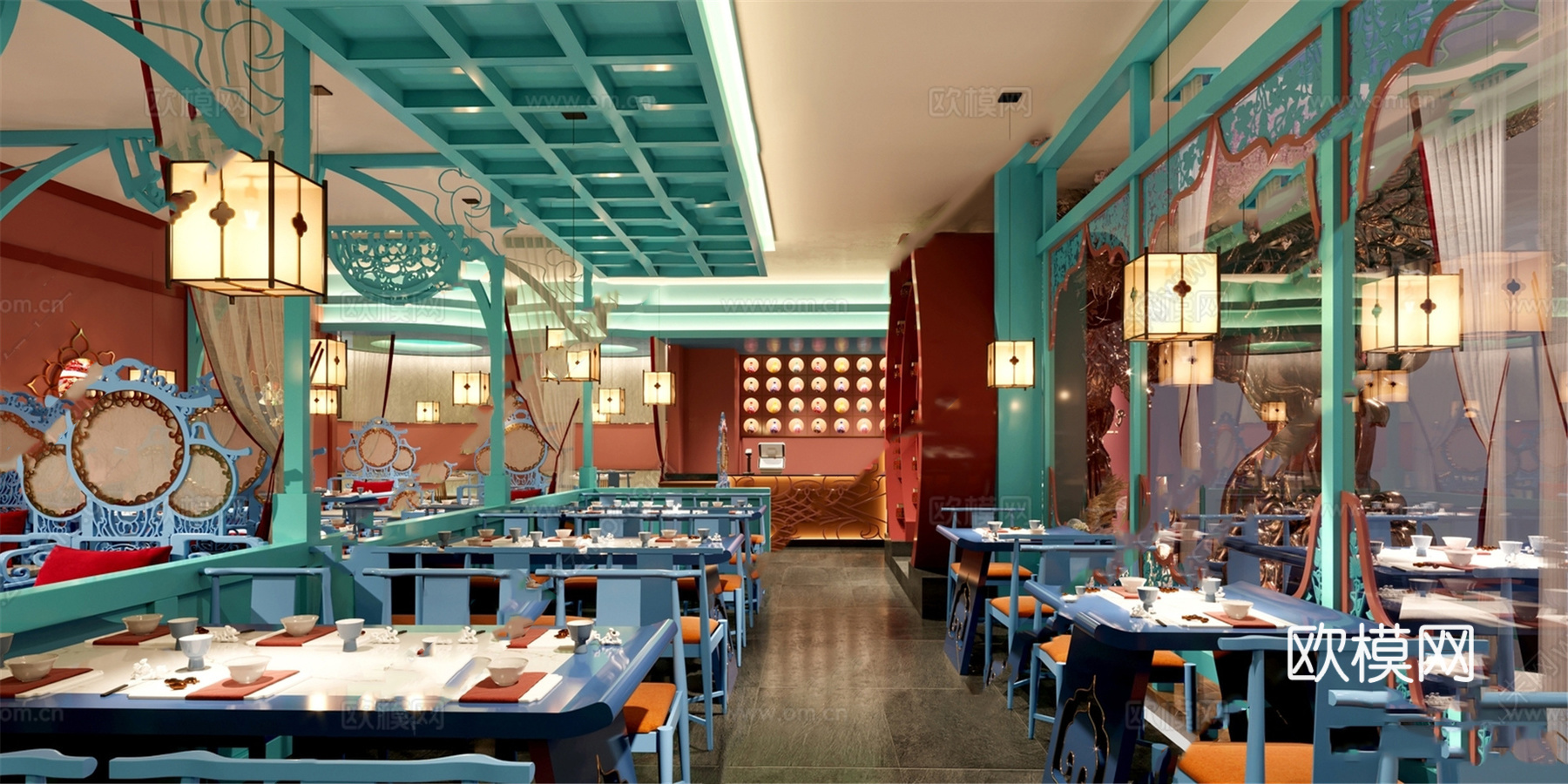 特色火锅店 串串店 最新全套施工图 效果图合集cad施工图