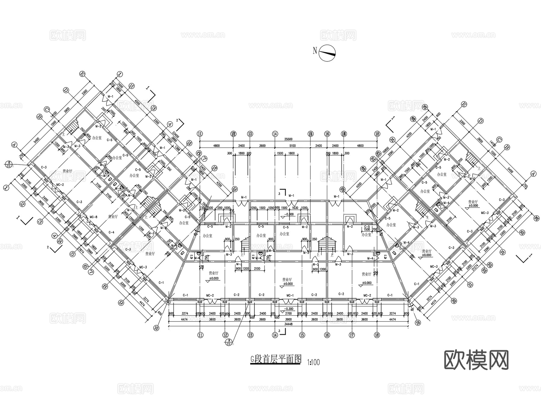 商业街步行街建筑平立剖面CAD施工图集 20套cad施工图