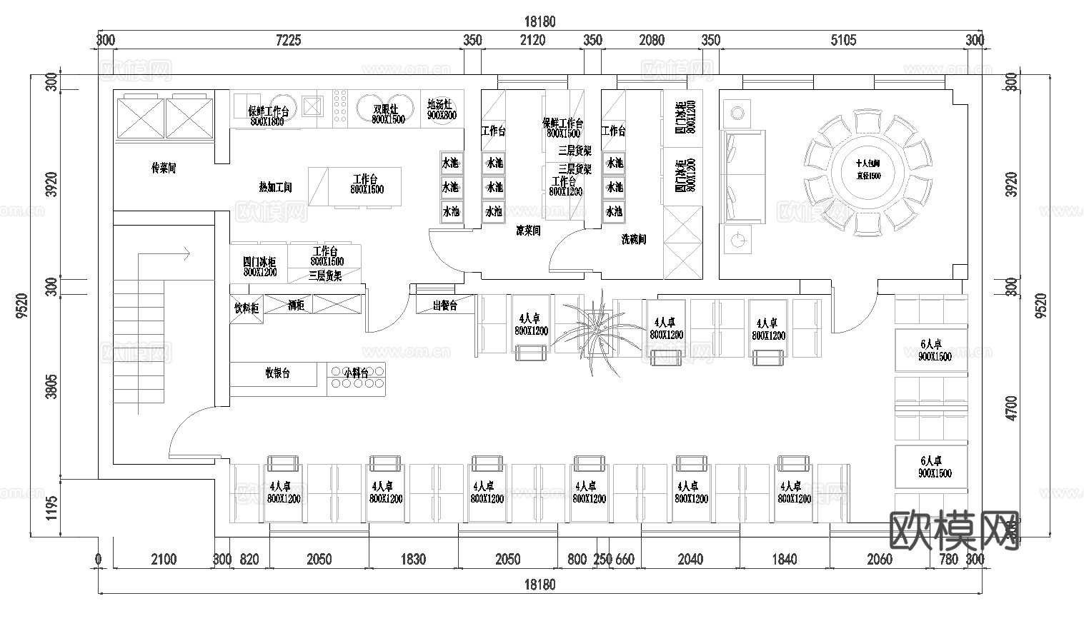 牛肉火锅店 最新平面施工图合集cad施工图