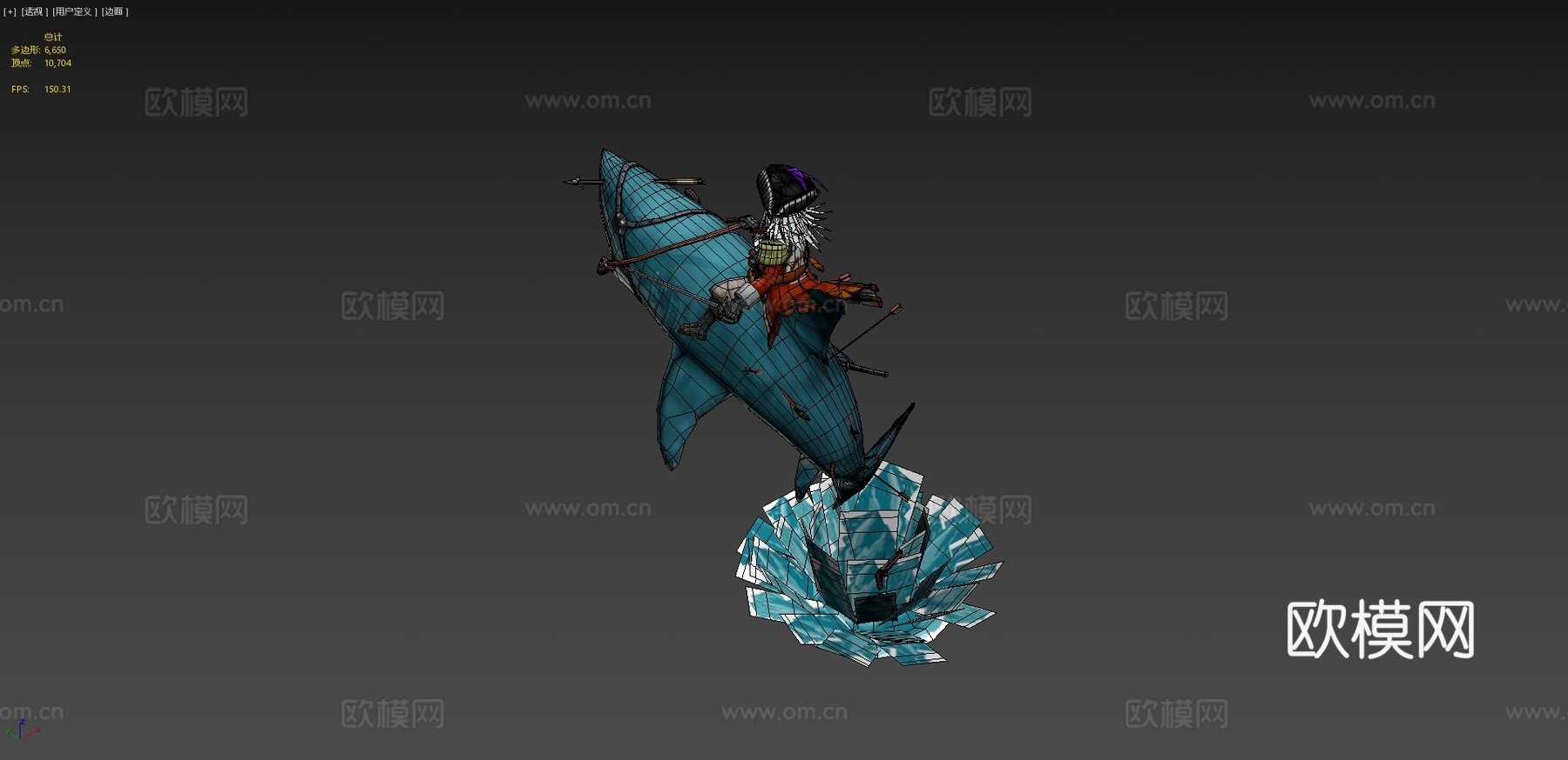 一个骑着鲨鱼的不死海盗3d模型下载（渲染图4）