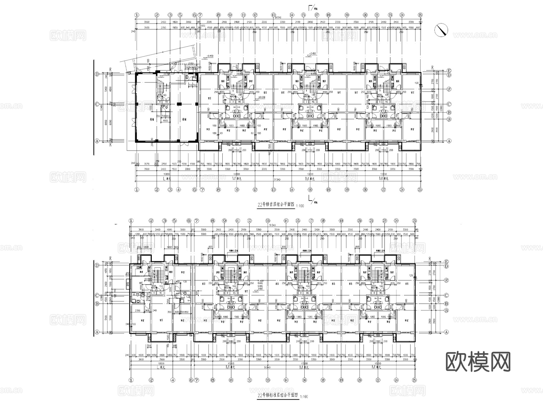 小区住宅楼居住类建筑CAD施工图集 200套cad施工图