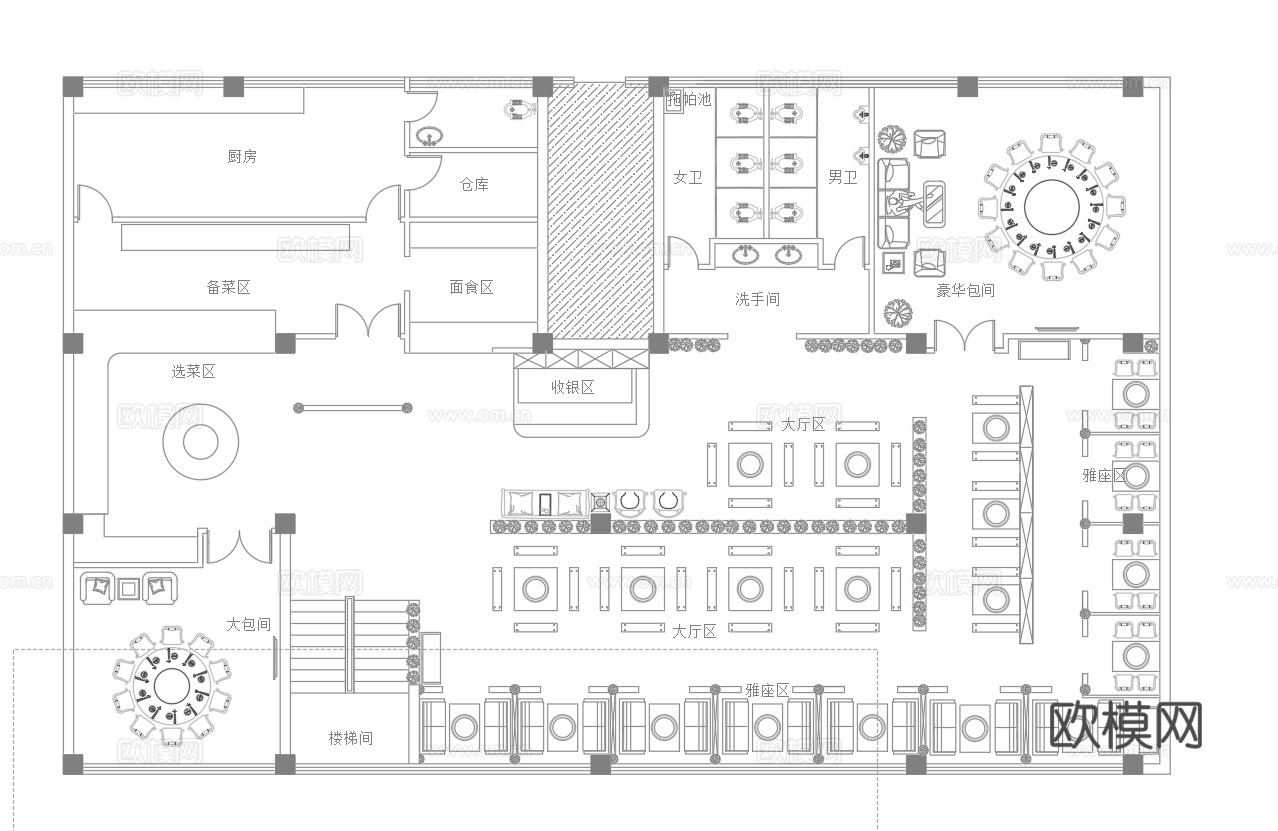 火锅店 串串店 最新平面施工图合集cad施工图
