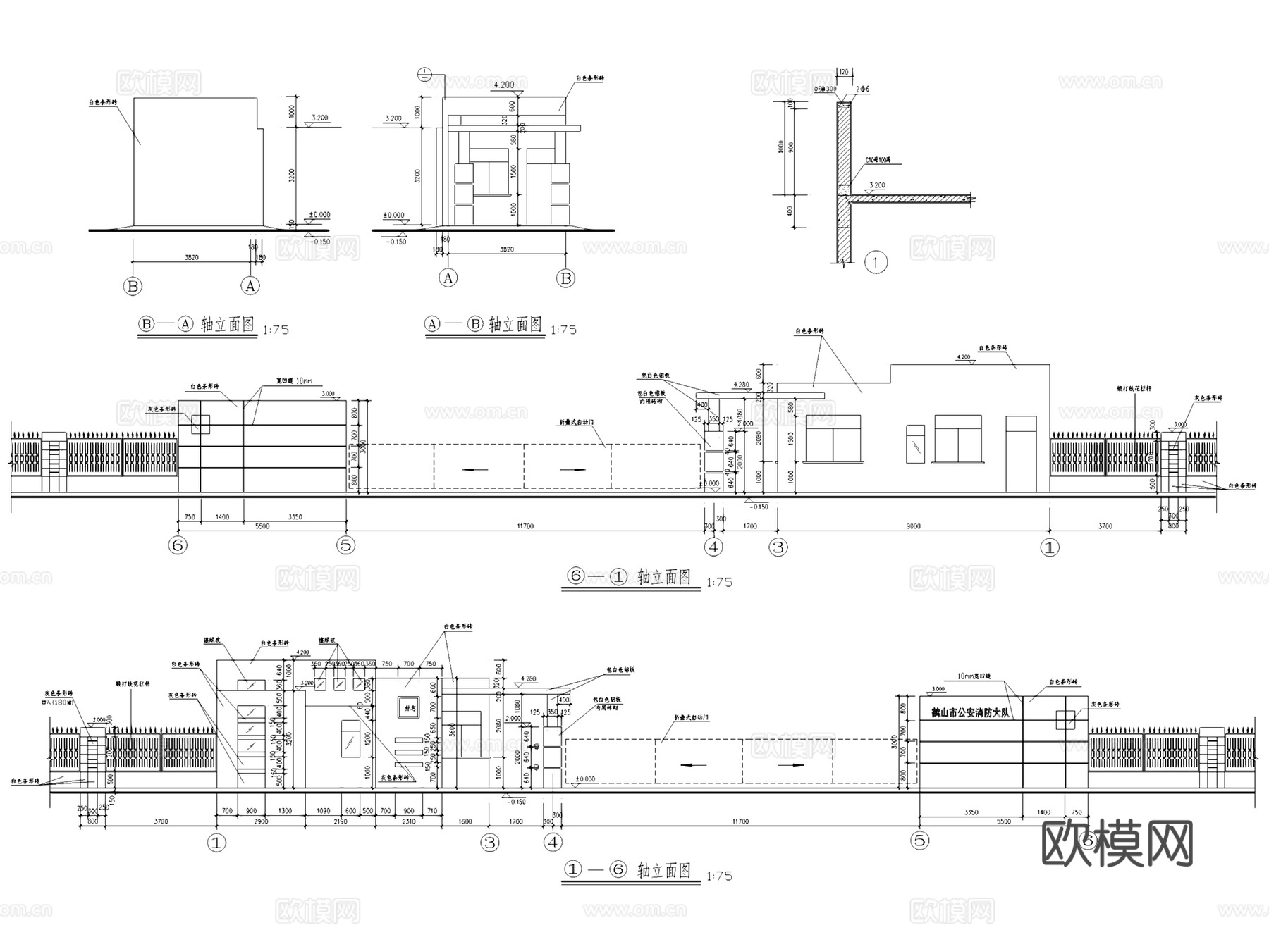 入口大门及传达室门卫建筑CAD施工图集 175套cad施工图cad施工图