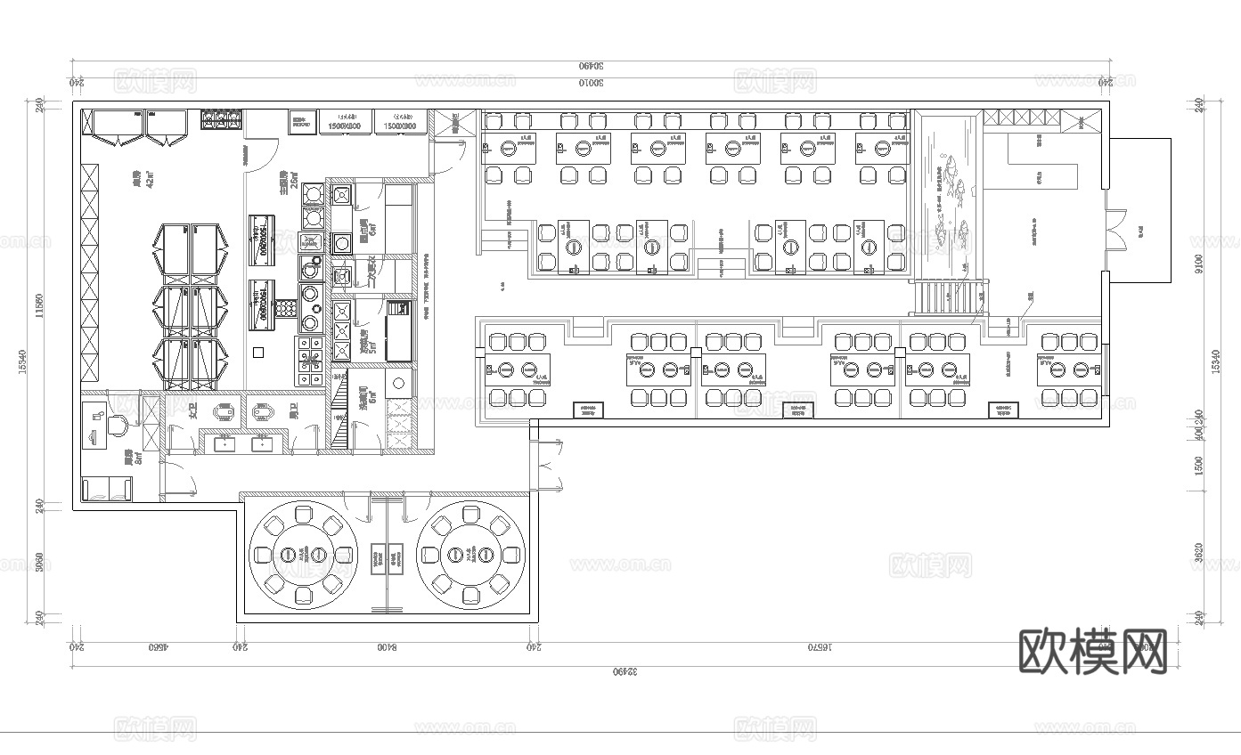 火锅店 串串店 最新平面施工图合集cad施工图
