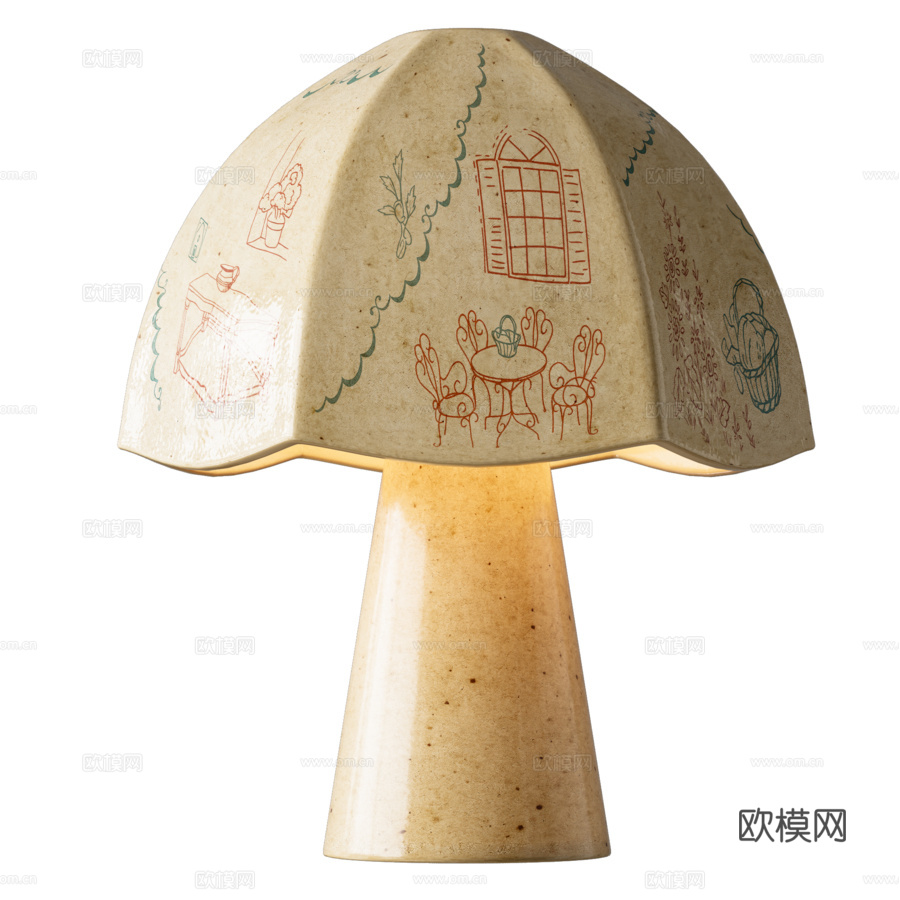 Zara Home 陶瓷台灯（彩绘图案款）3d模型下载
