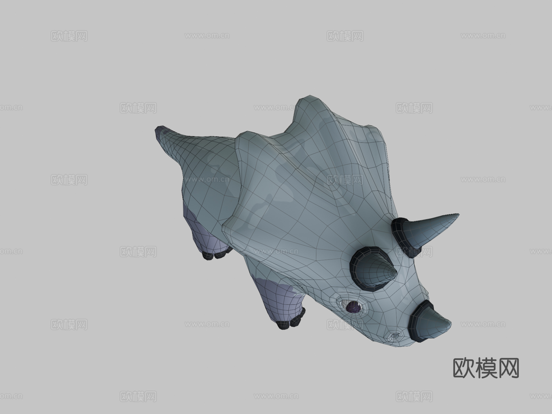 奔跑的幼年三角龙3d模型下载（渲染图2）