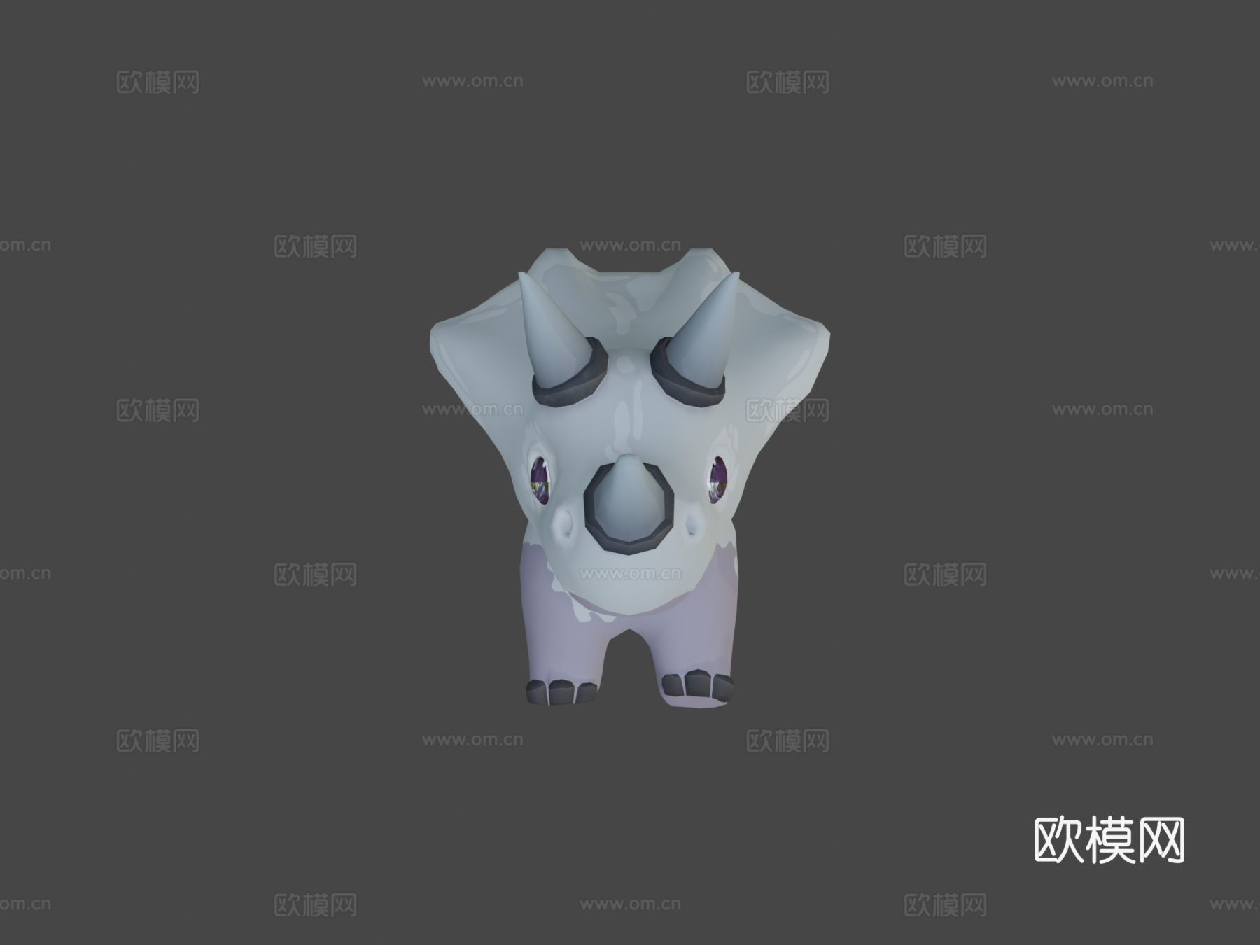 奔跑的幼年三角龙3d模型下载（渲染图5）