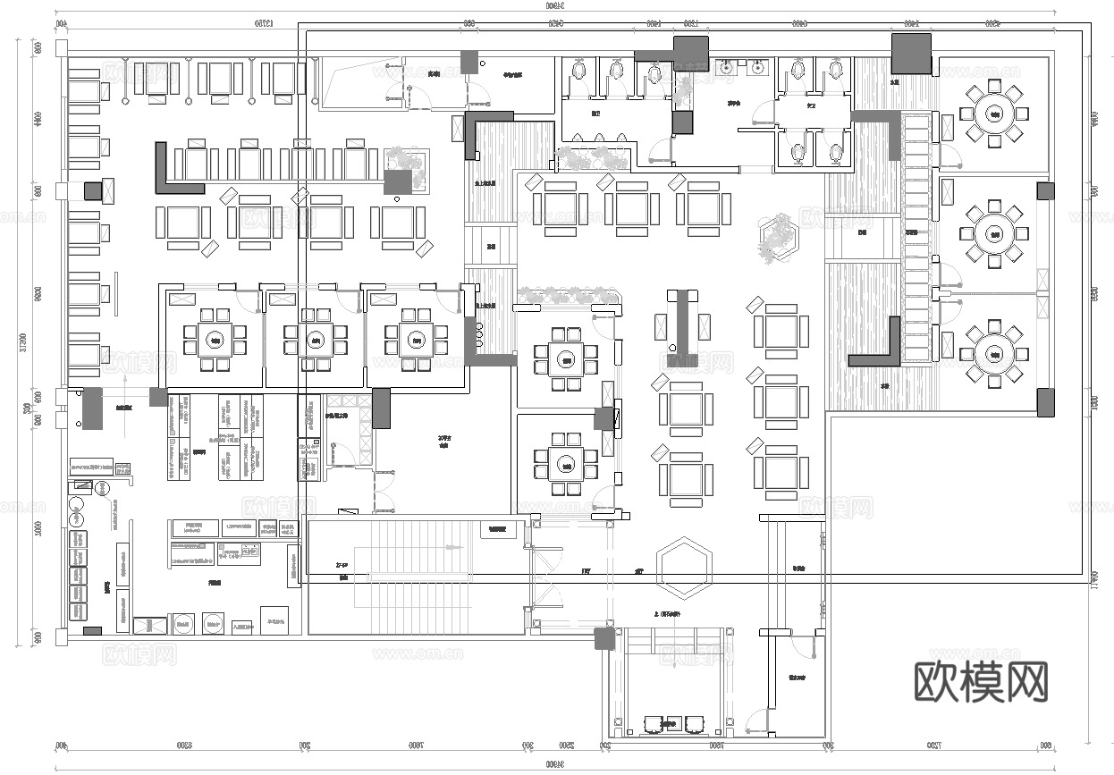 火锅店 串串店 最新平面施工图合集cad施工图
