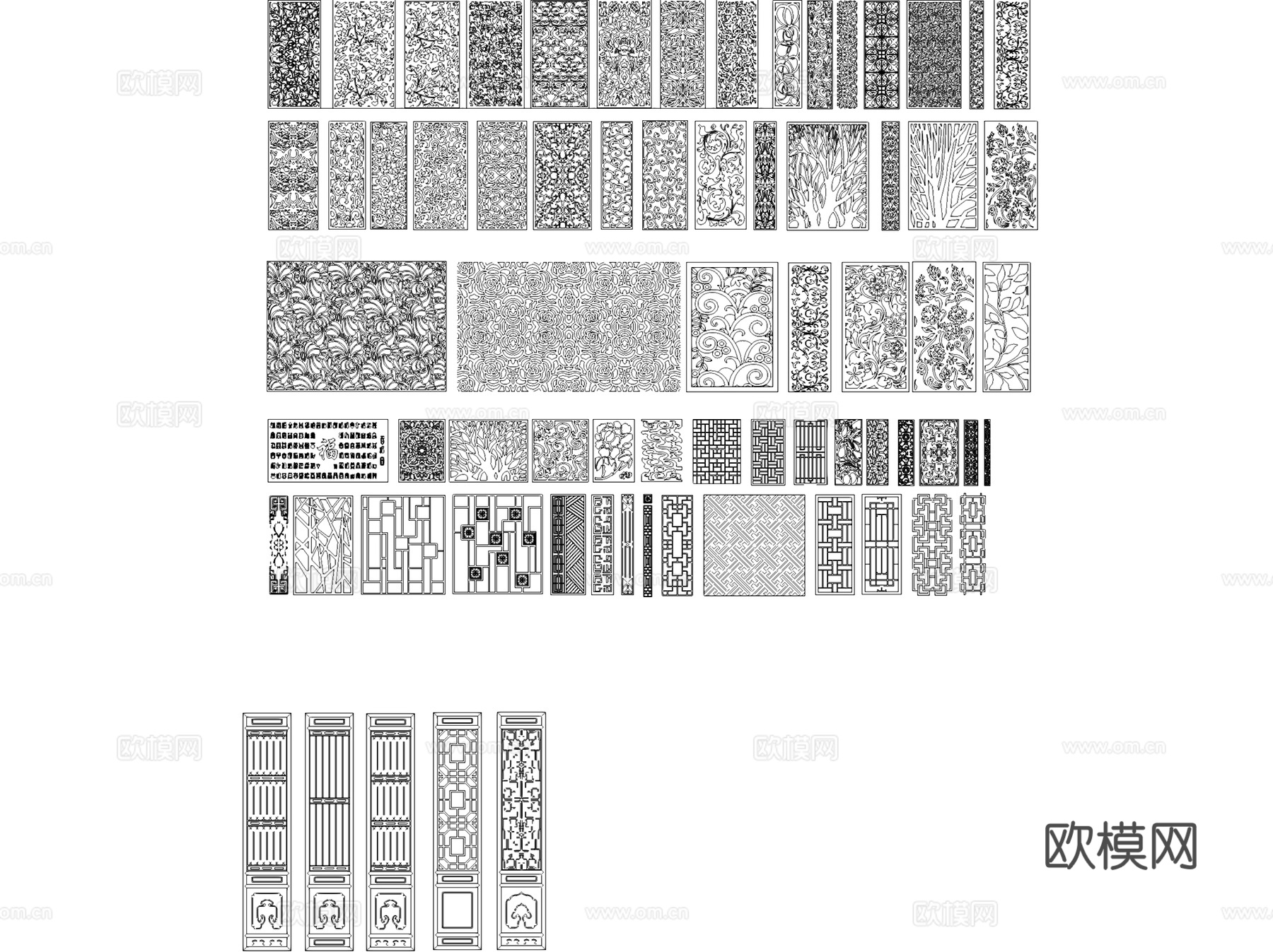 中式古典明清家具门窗雕花装饰画CAD图块图库集cad施工图