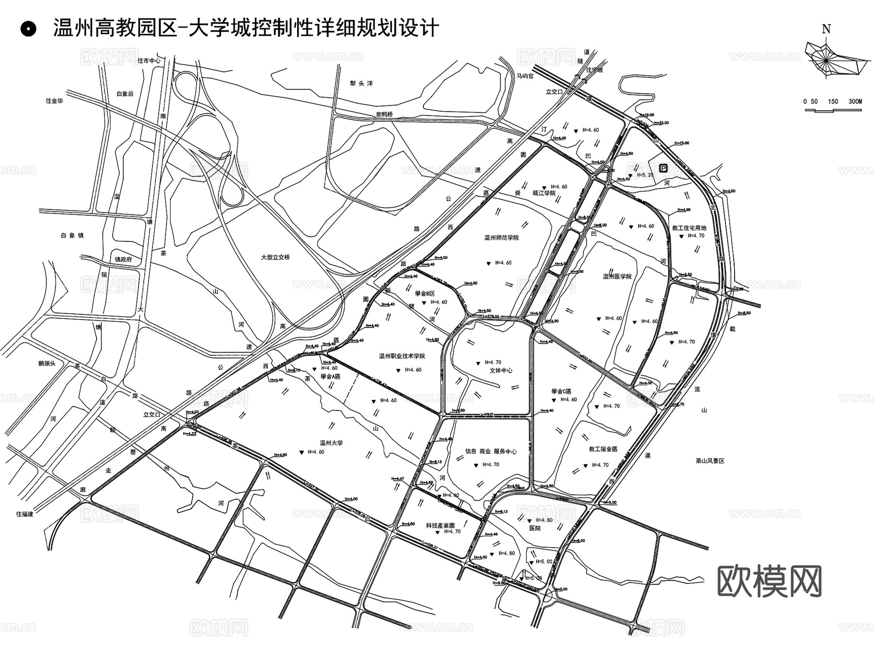 温州大学城学生宿舍区详细规划CAD施工图全套cad施工图
