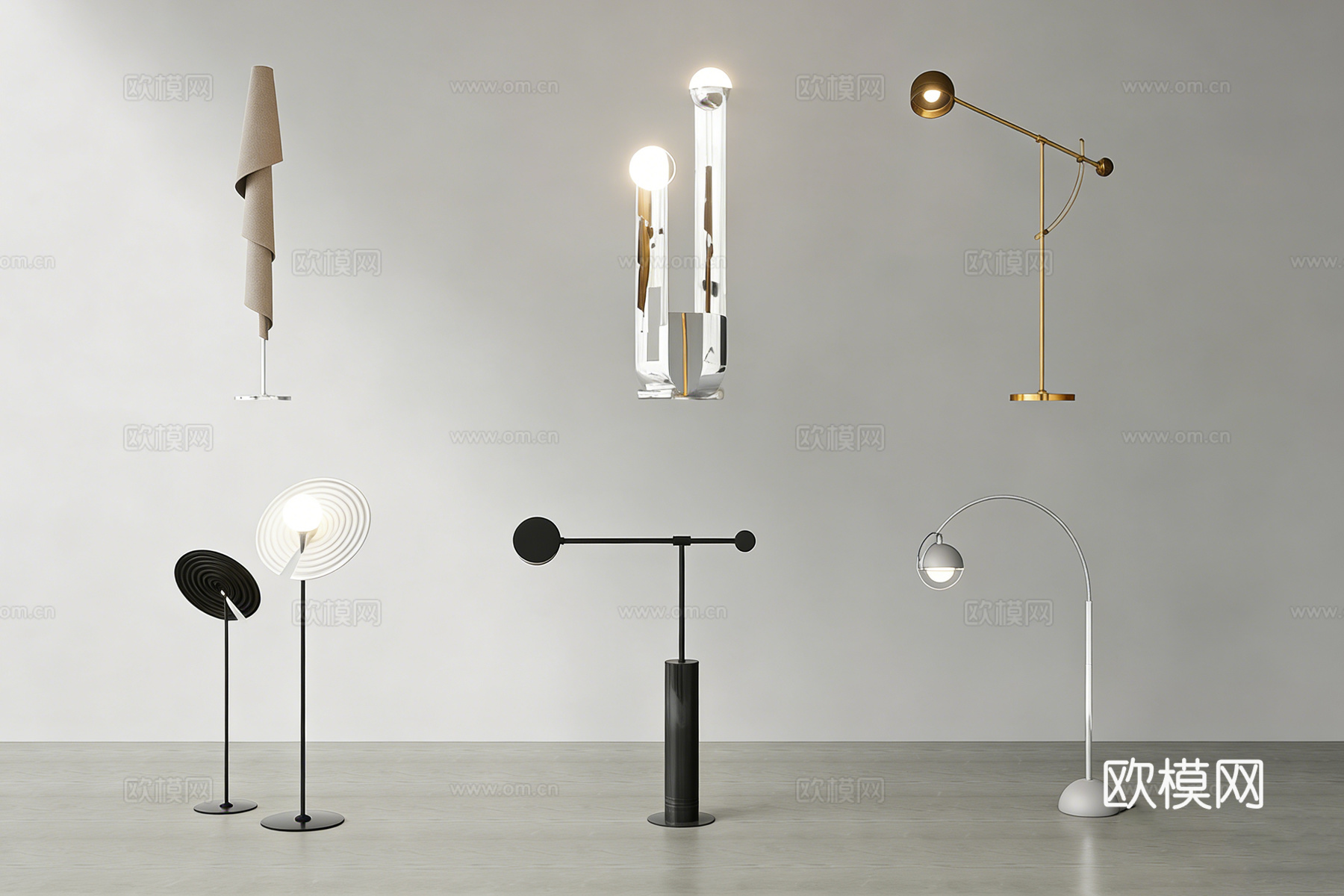 现代简约设计师灯具 落地灯壁灯台灯 金属玻璃材质su模型